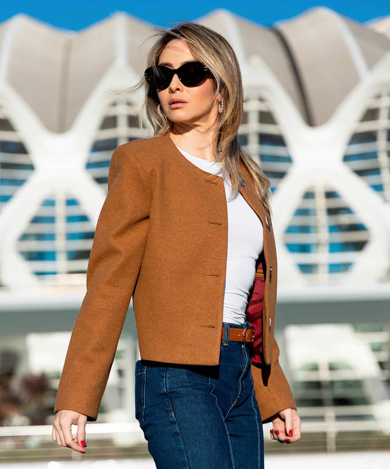 Chaqueta Cropped en Paño Camel Chicago - miniatura 14