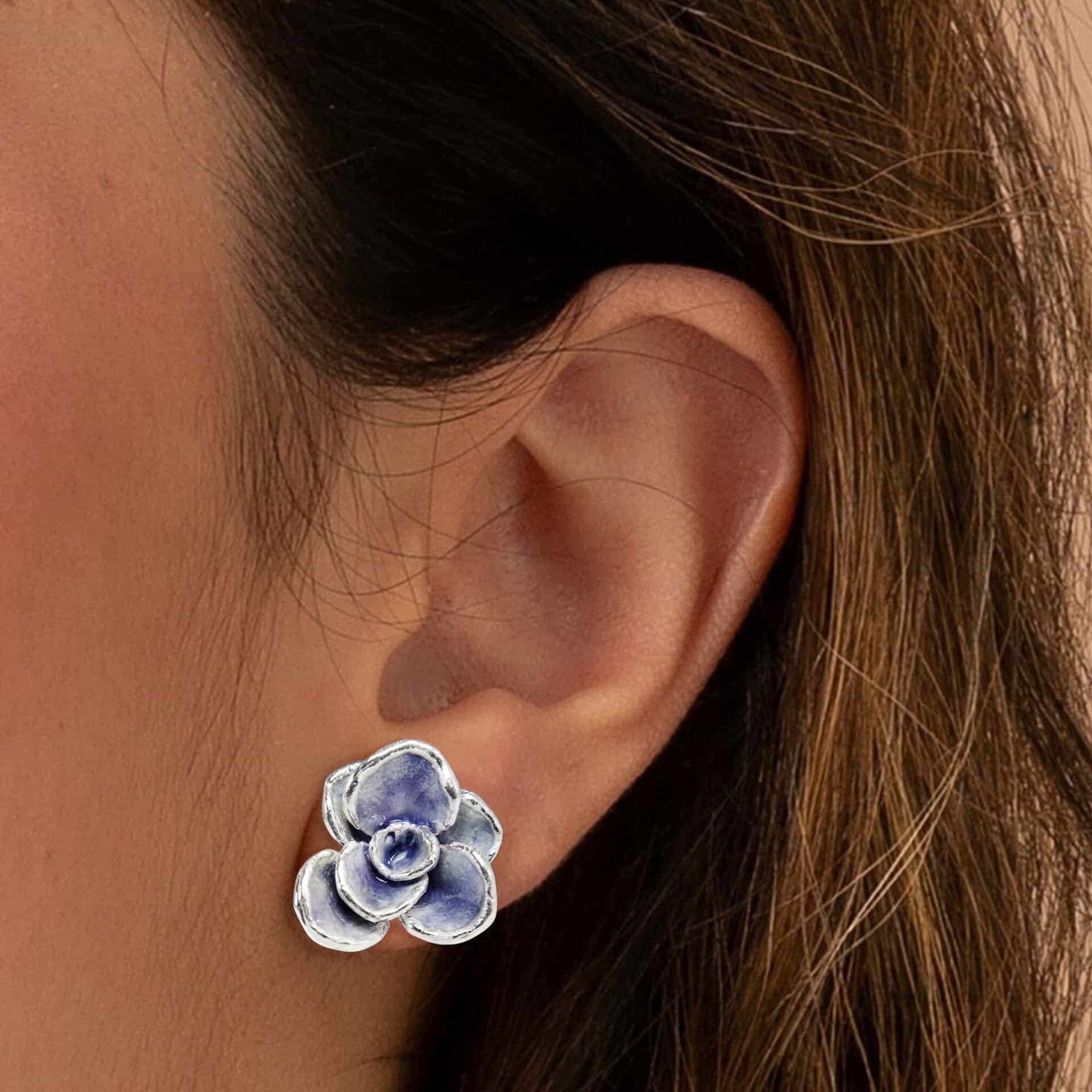 Aretes suculenta Simona en plata esmaltada - miniatura 2
