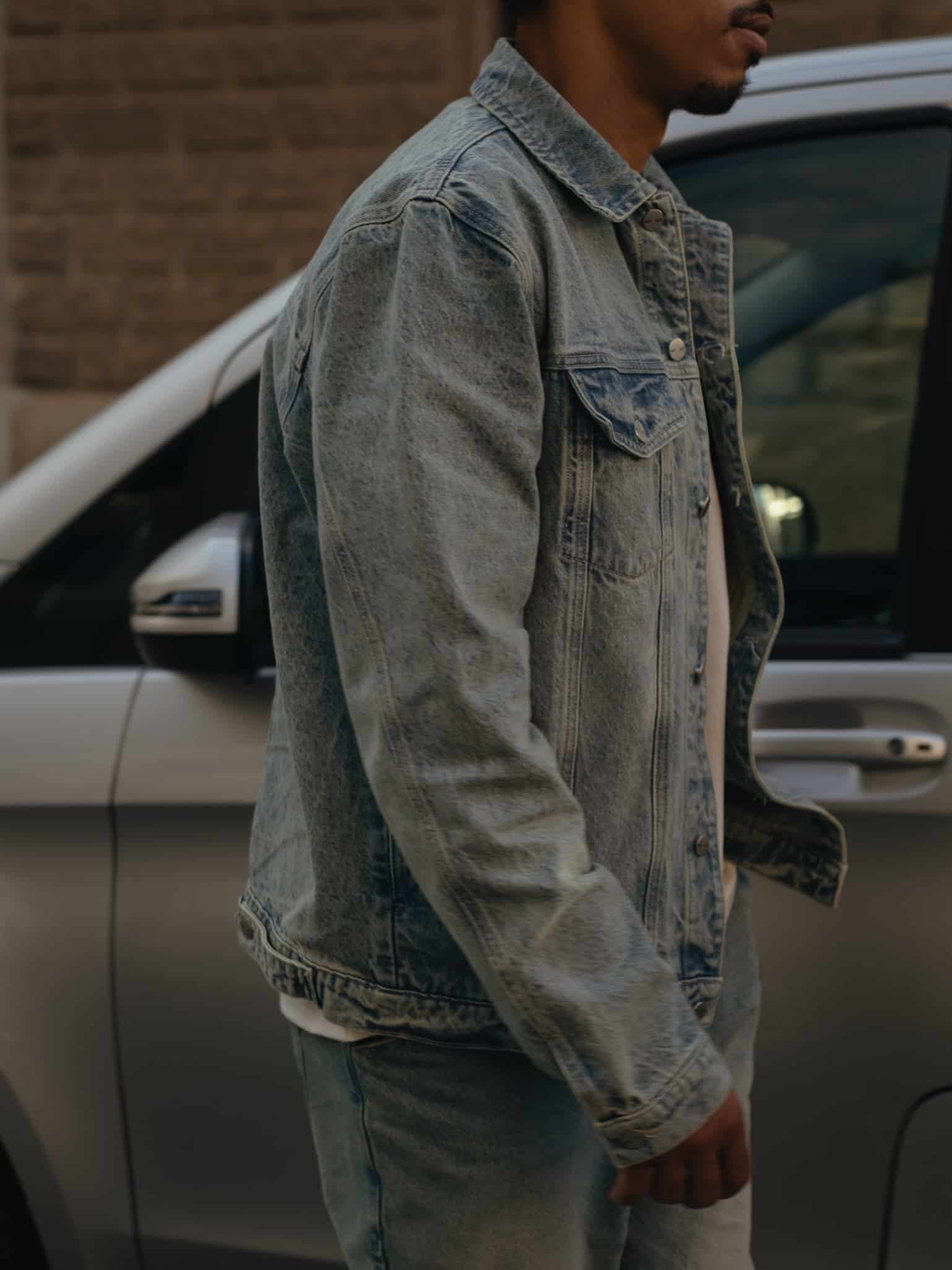 DENIM OVERSIZED JACKET - DIRTY CLEAR BLUE - miniatura 5