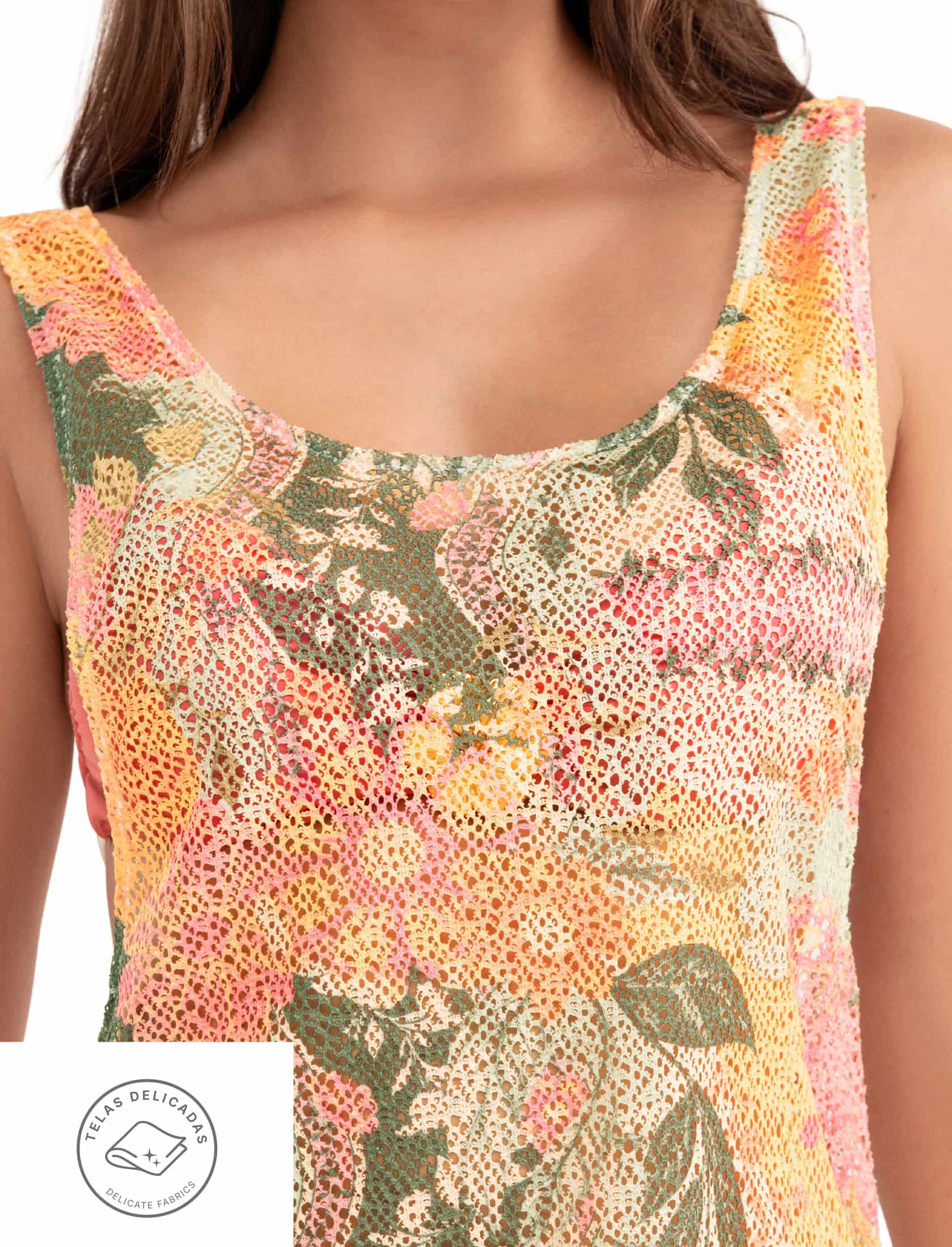 SALIDA DE BAÑO VESTIDO 47535 - EN MALLA ESTAMPADA - miniatura 3
