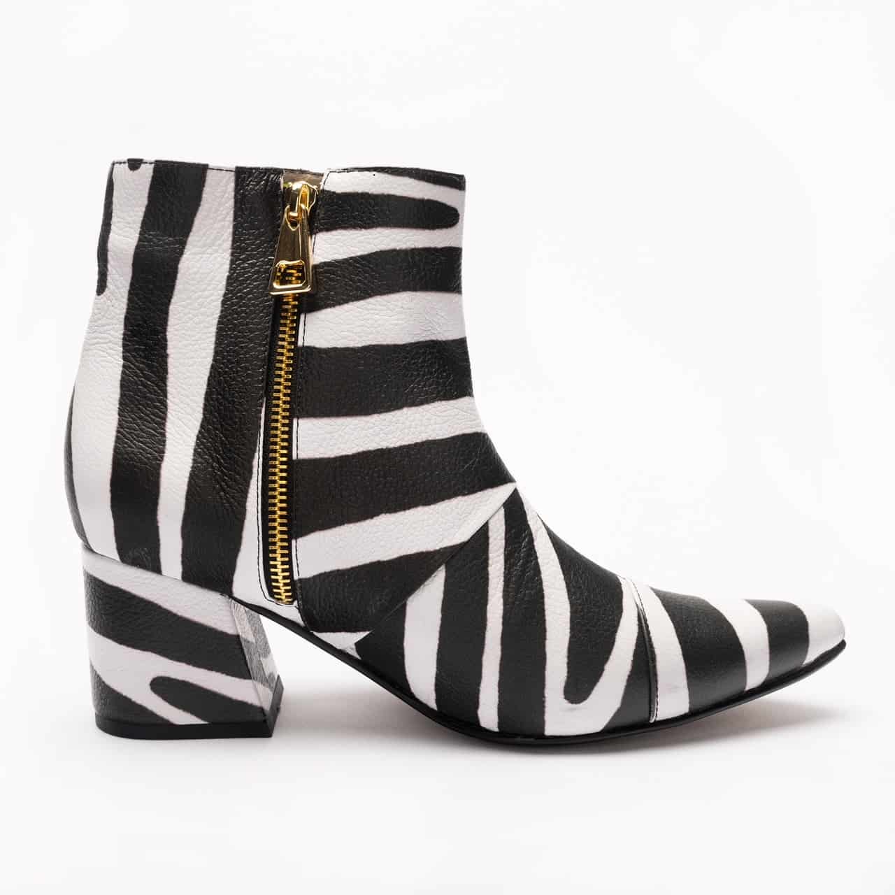 ZEBRA black X white ANKLE boots - miniatura 1