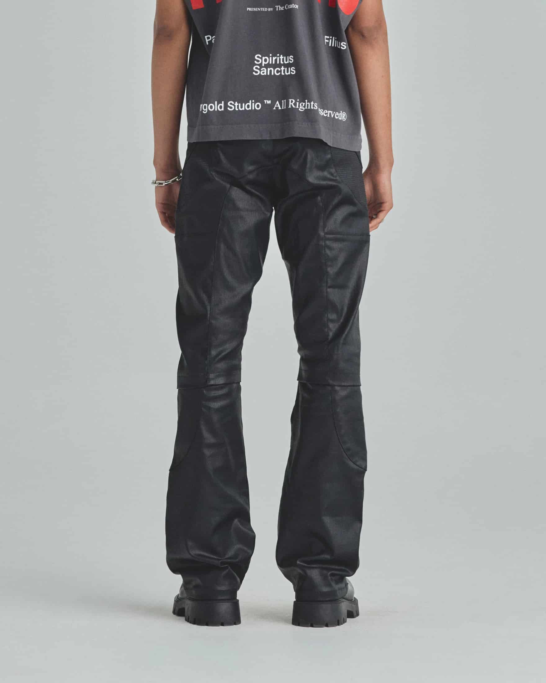 Basics Pleather Flare Pants Black - miniatura 6