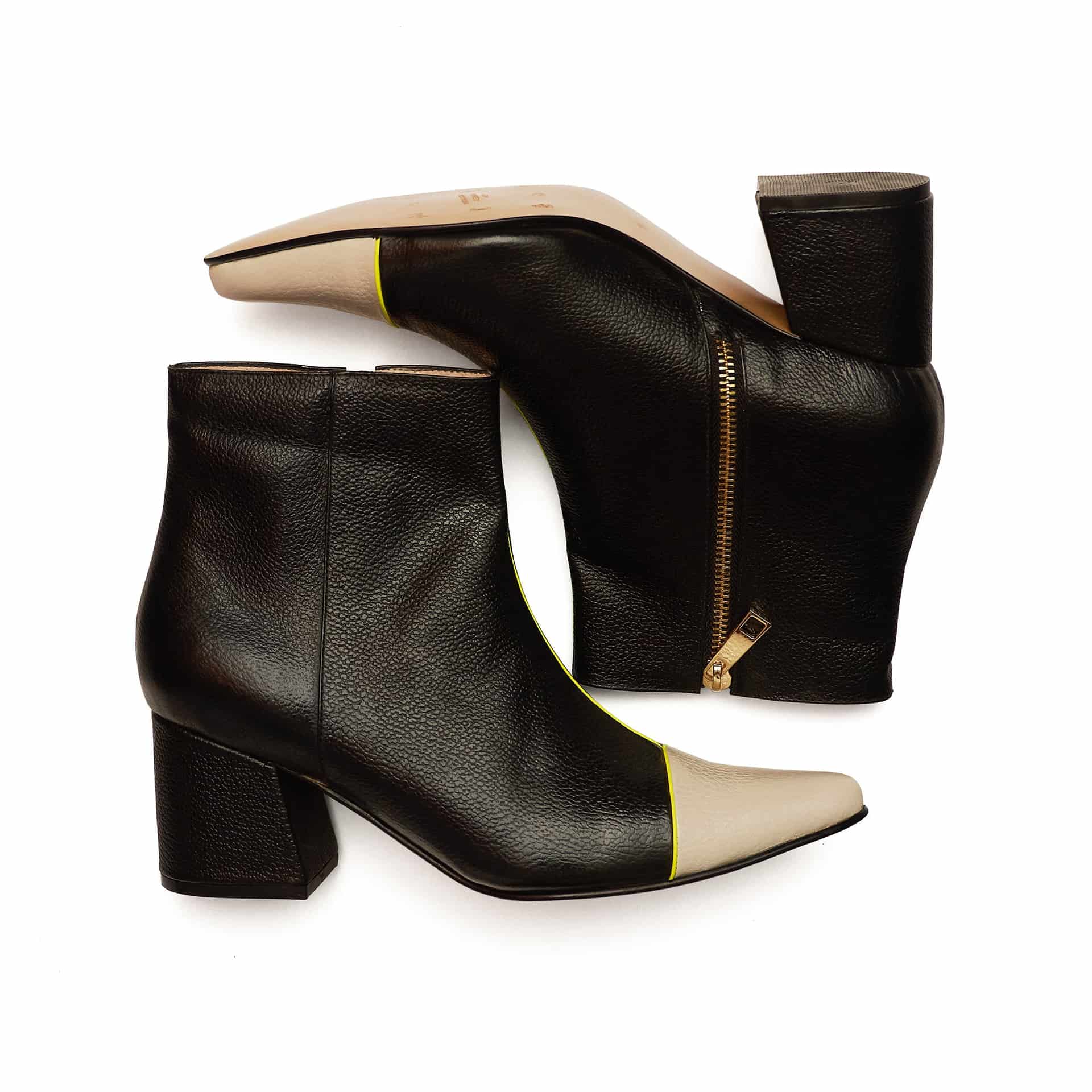 ANKLE boots - BLACK X BEIGE - miniatura 3
