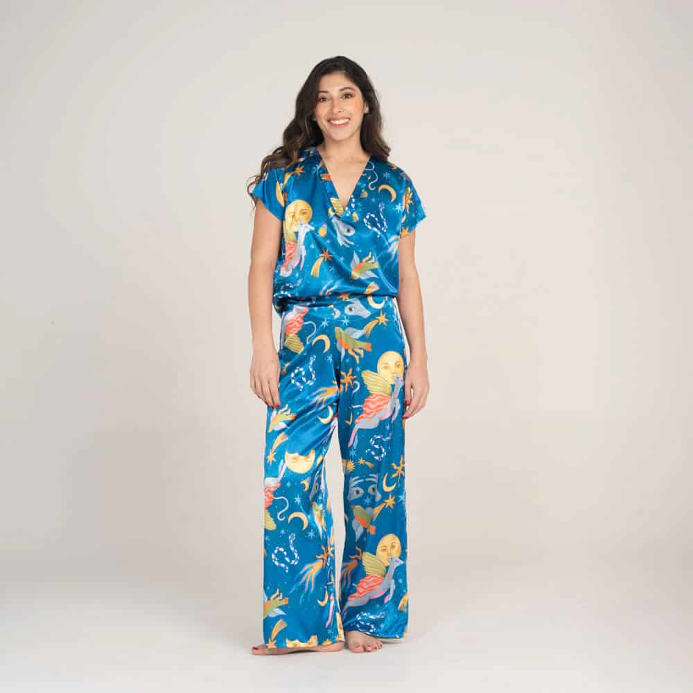 Pantalón Palazzo  Satin Estampado Alebrijes. - miniatura 1