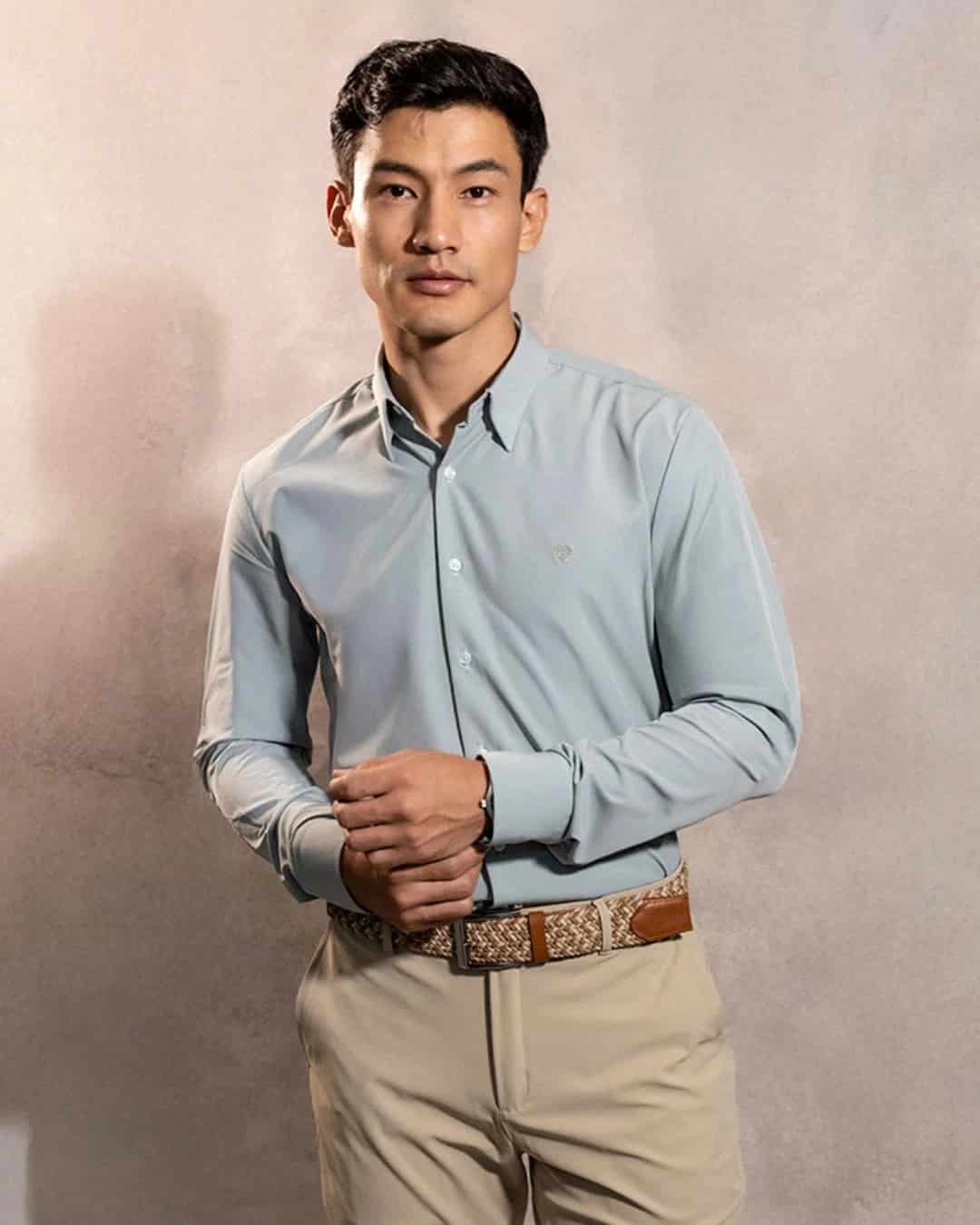 Camisa Performance Antiarrugas Verde Sage - miniatura 4