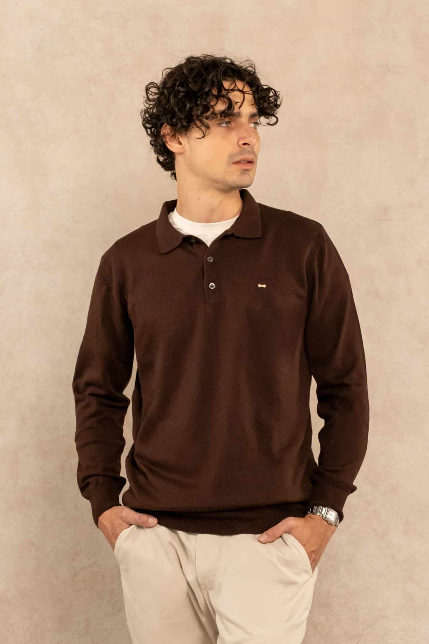 Polo Tejido Manga Larga Espresso - miniatura 1