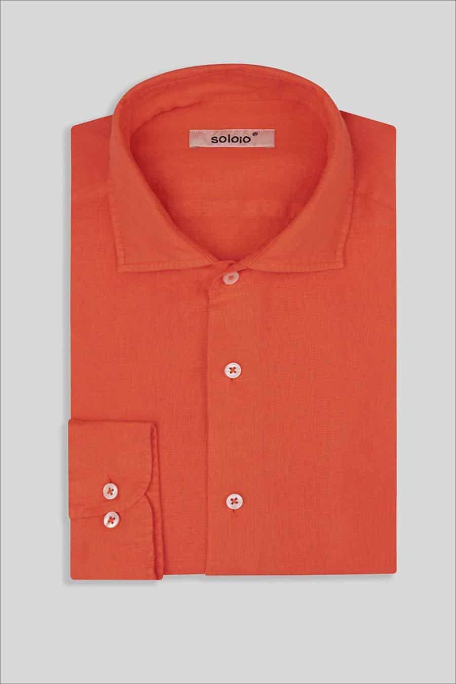 Men's linen shirt strong orange - miniatura 4