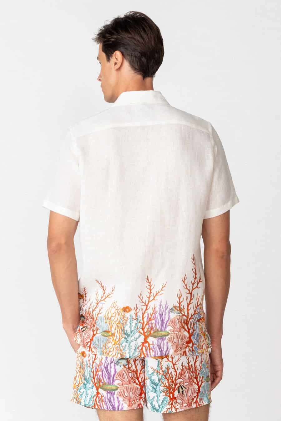 Men's linen shirt white vega - miniatura 4
