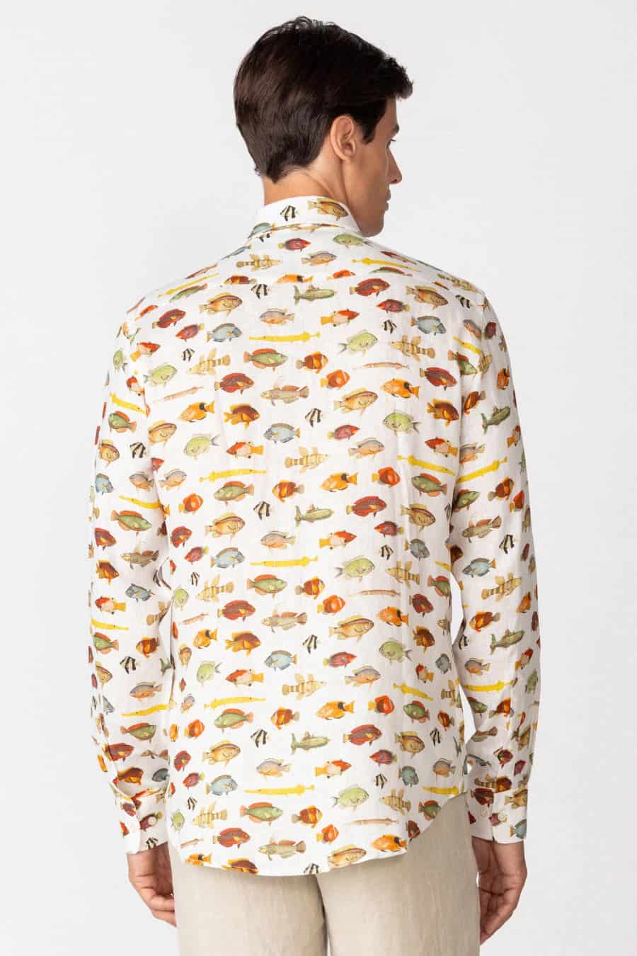 Men's linen shirt white nemo - miniatura 4