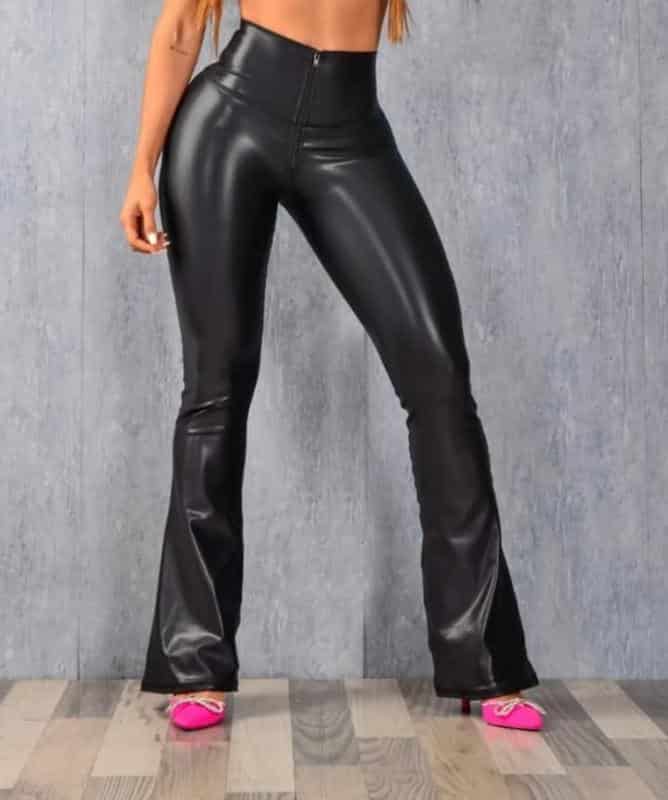 LEGGINS BOTA CAMPANA CON CIERRE NEGRO - miniatura 1