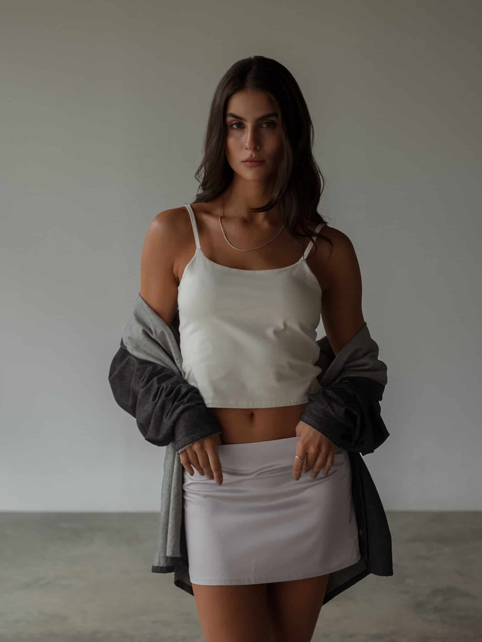 SATIN MINI SKIRT - SILVER - miniatura 7