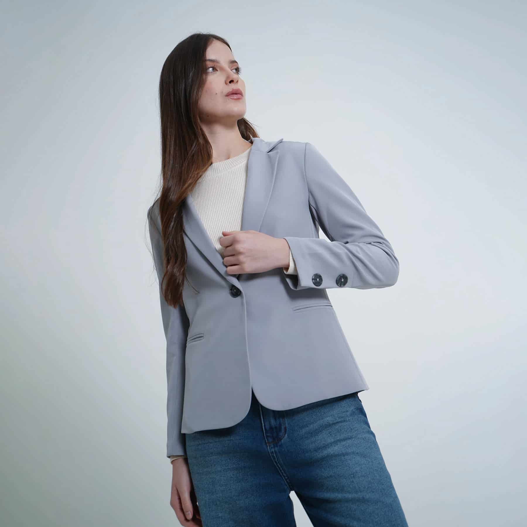 Chaqueta blazer básico con solapa y botones - miniatura 3