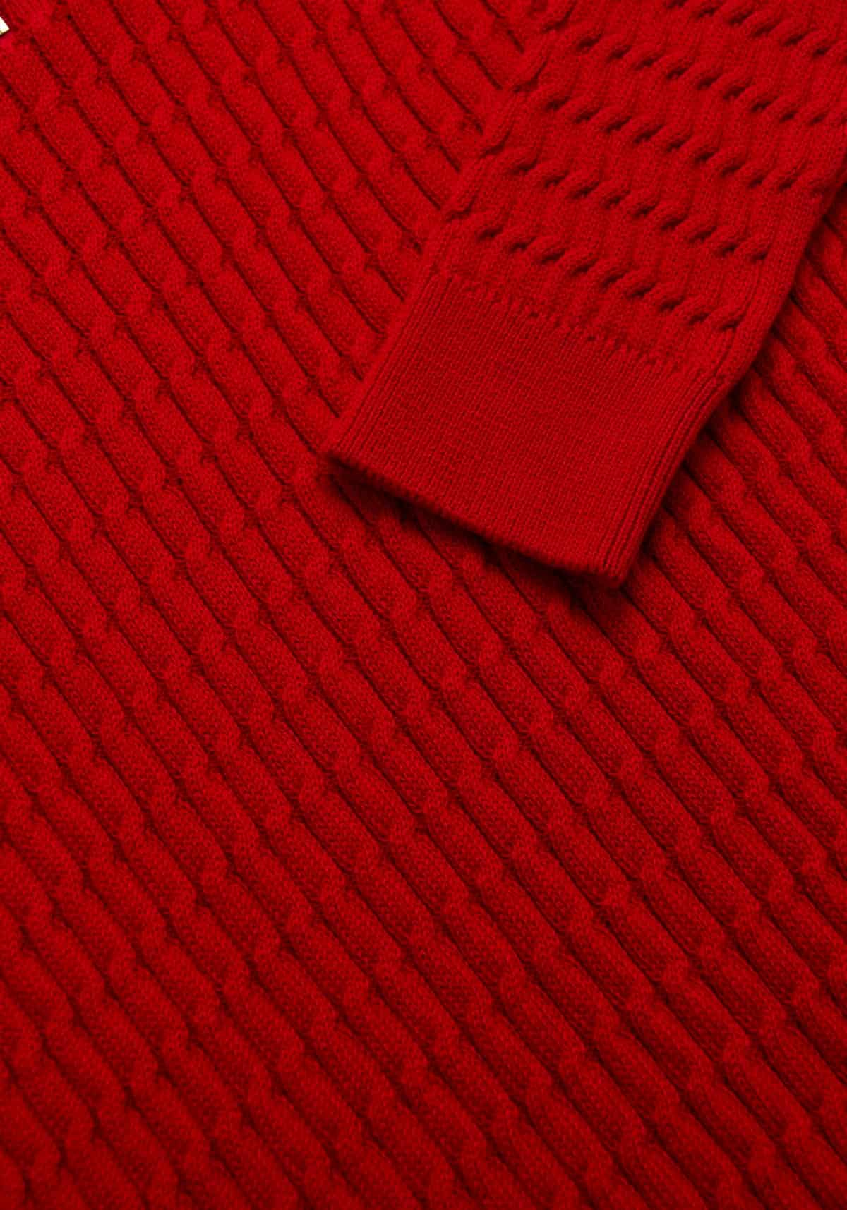 Saco Trenzado Half Zip Algodón Vino - miniatura 3