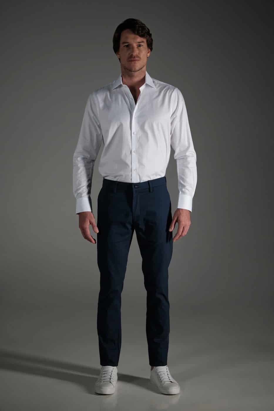 Camisa Classic Algodón Blanco Ojal Azul - miniatura 2