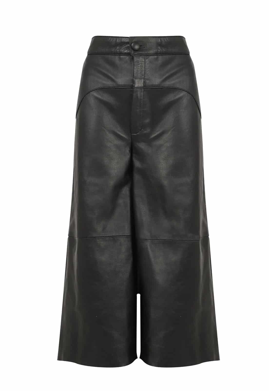 SHORT LEATHER WIDE LEG TROUSERS - miniatura 2