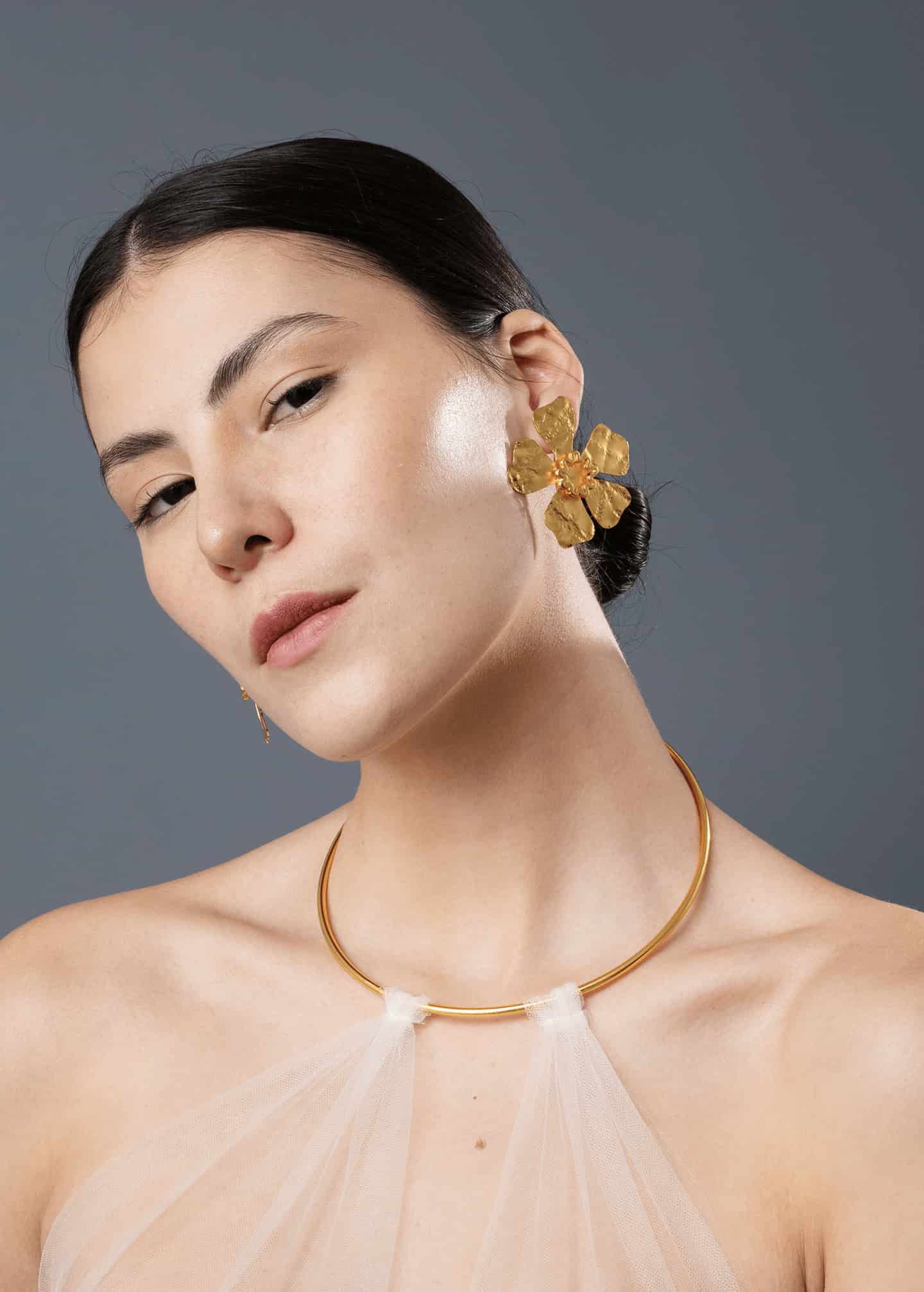 Aretes Aurora Maxi x Lyenzo Dorados - miniatura 2
