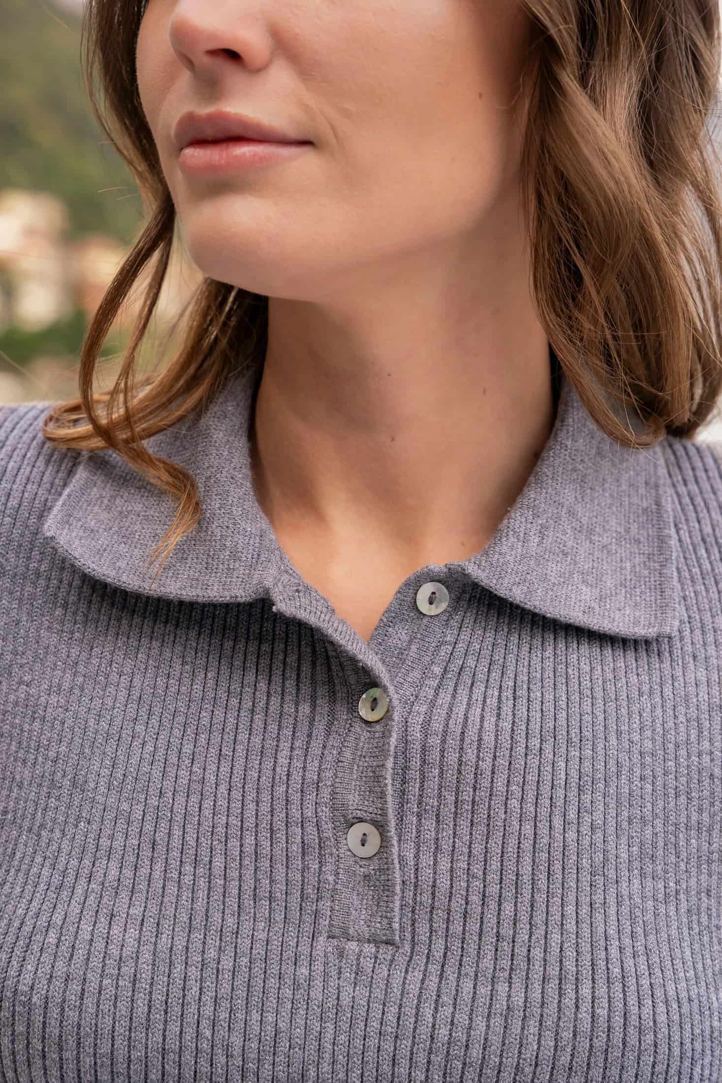 Polo tejida Mujer Gris Oscuro - miniatura 3