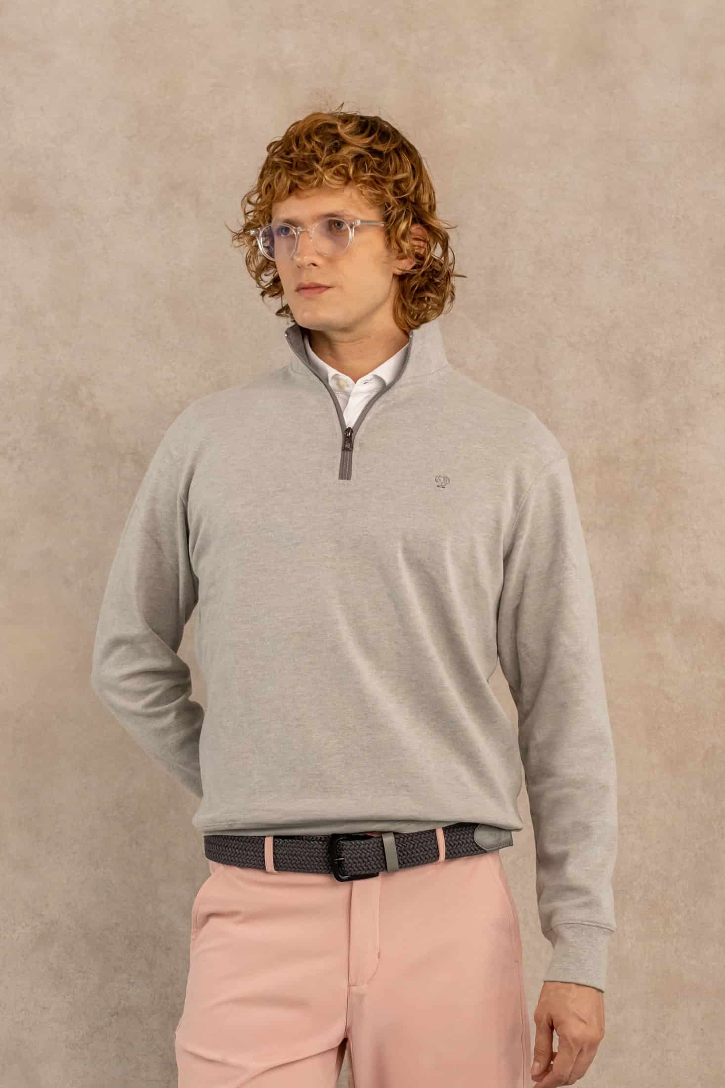 Halfzip Antimancha Gris Jaspe - miniatura 1