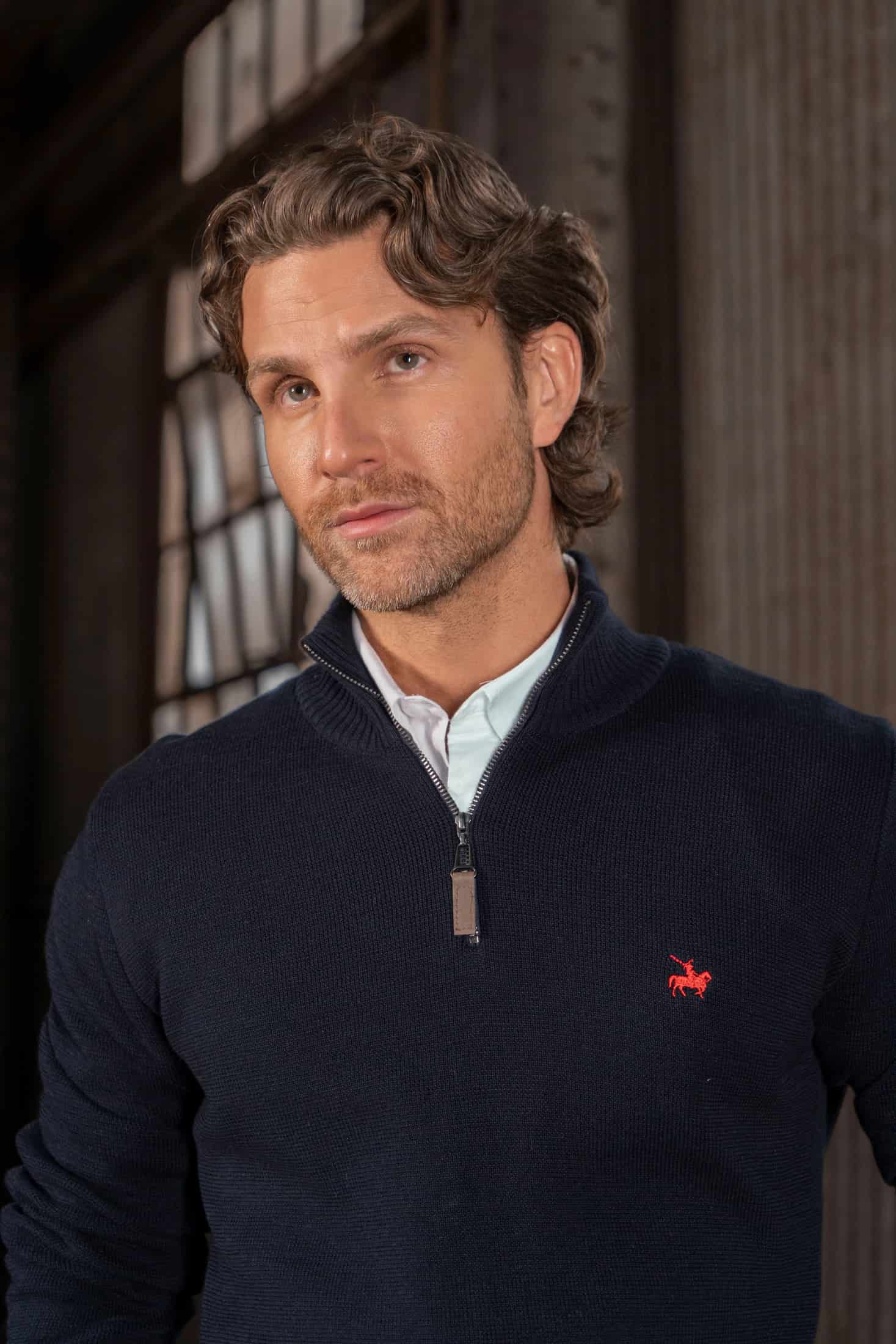 Suéter Halfzip Minimal Hombre Azul Oscuro - miniatura 4