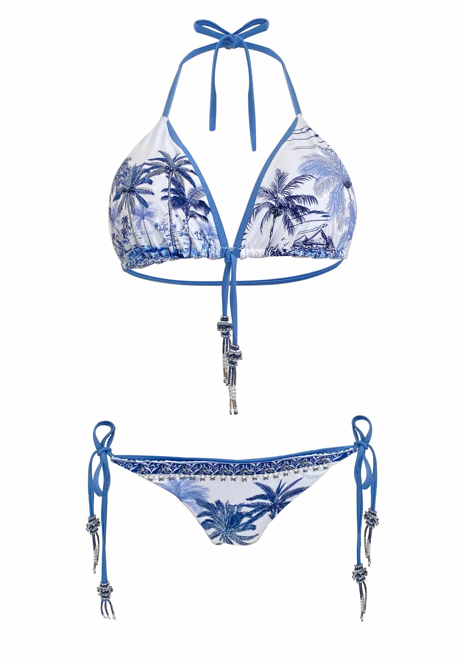 Panty Tiras de Bikini Palmeras Azul - miniatura 3