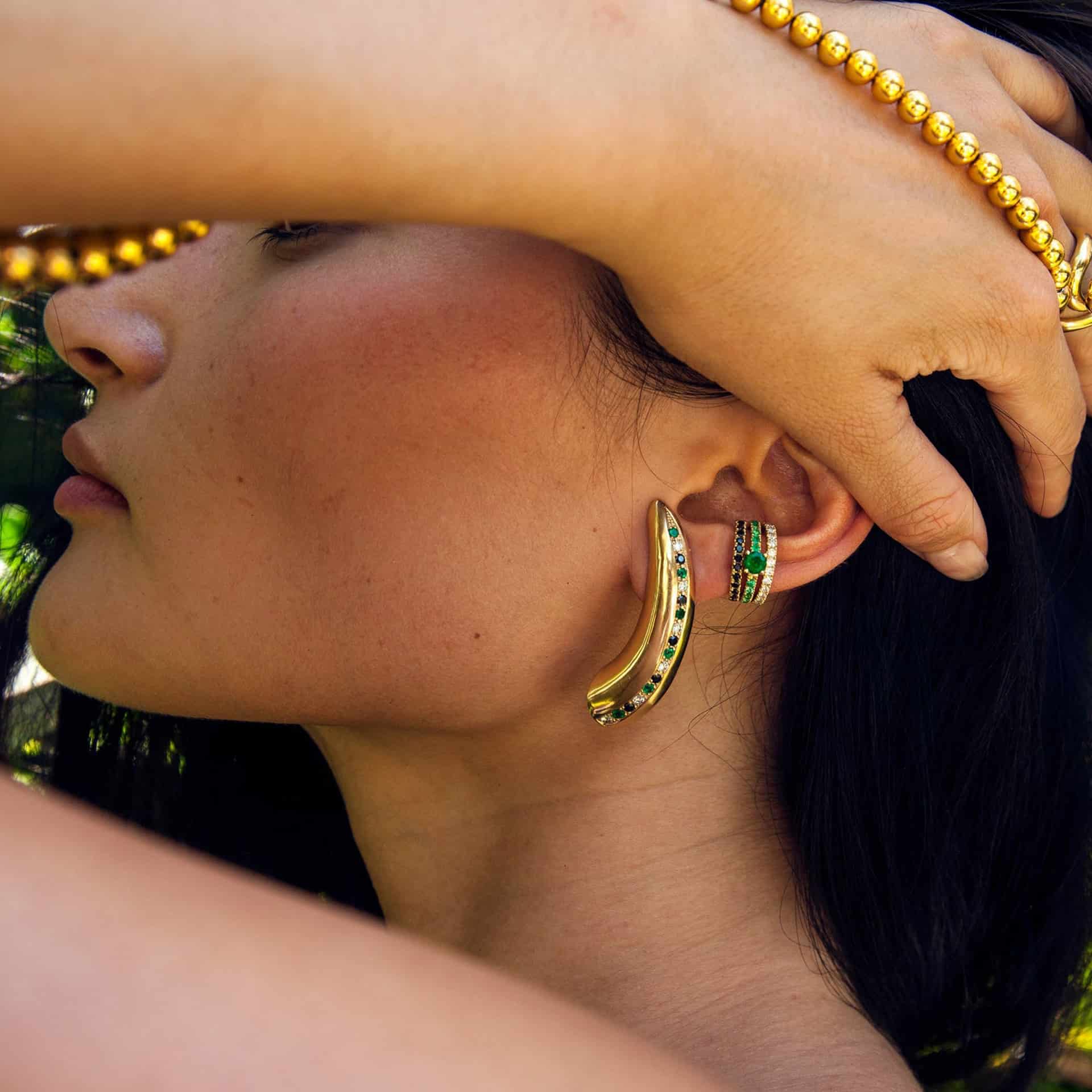 Ear Cuff Green Snake Bite - miniatura 2