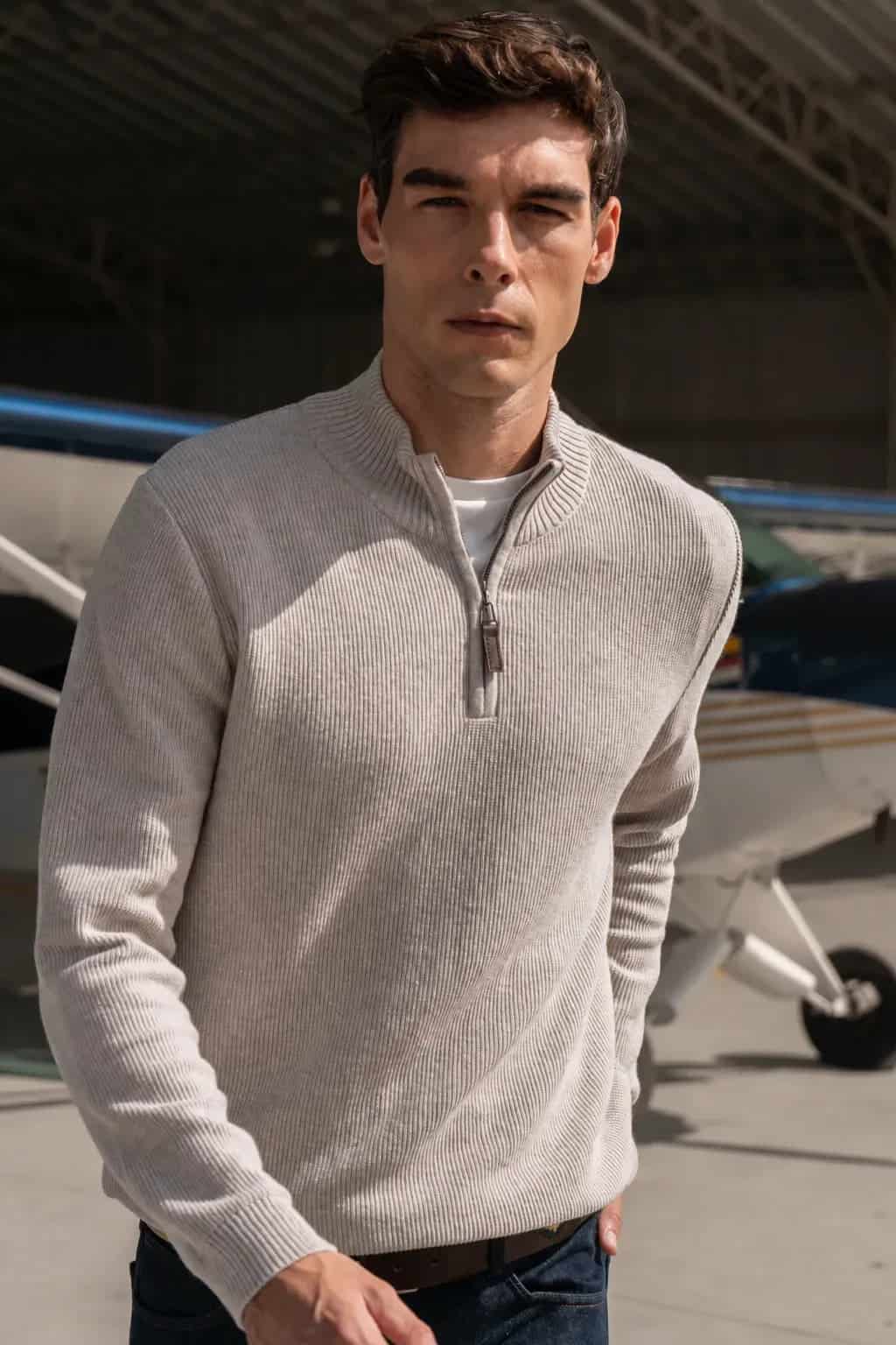 Suéter Halfzip Honey Hombre Arena - miniatura 3