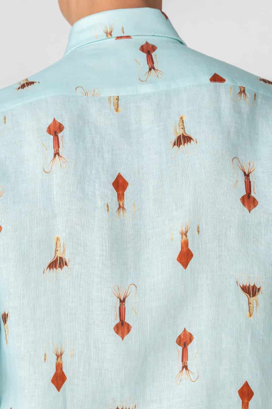 Men's linen shirt sky blue verne - miniatura 5