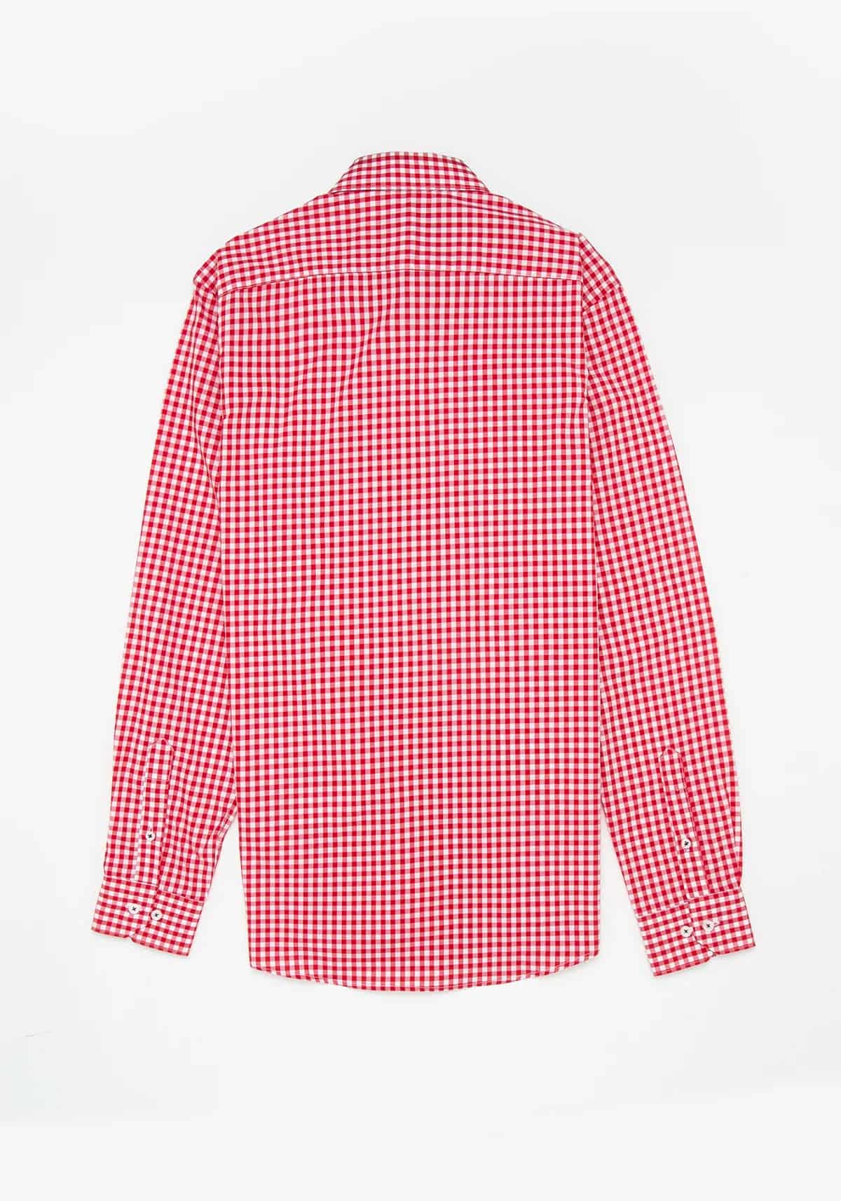Camisa Popelín Cuadro Vichy Algodón Rojo - miniatura 4