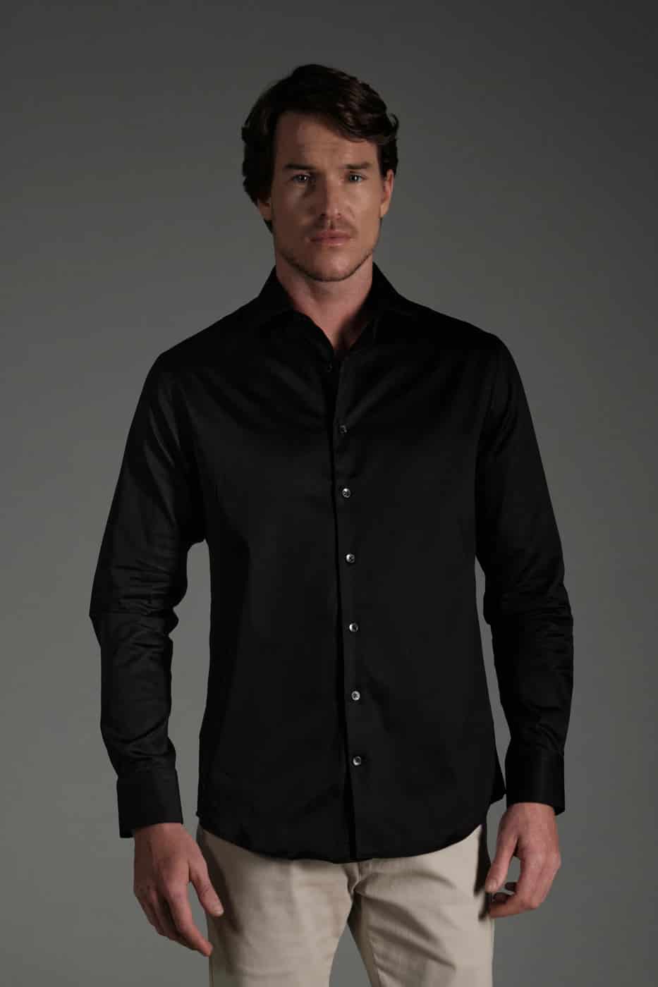 Camisa Slim Algodón Pima Negro - miniatura 5