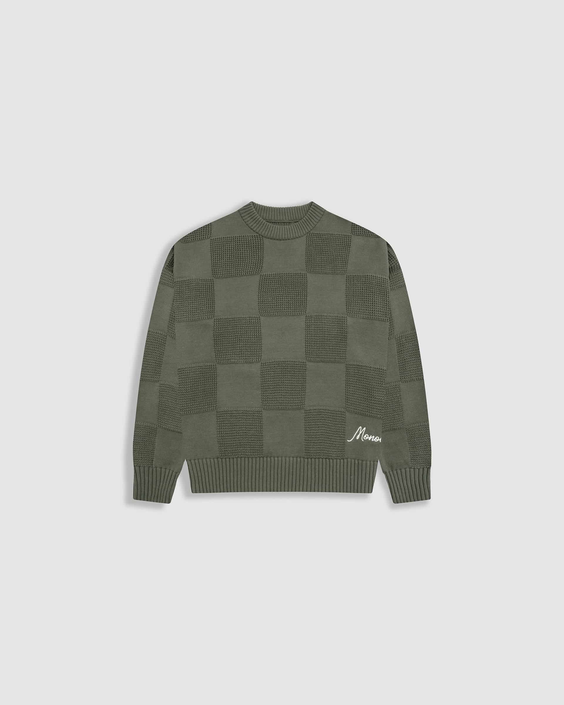 Checkered Knitwear Sweater - Verde Oliva - miniatura 1