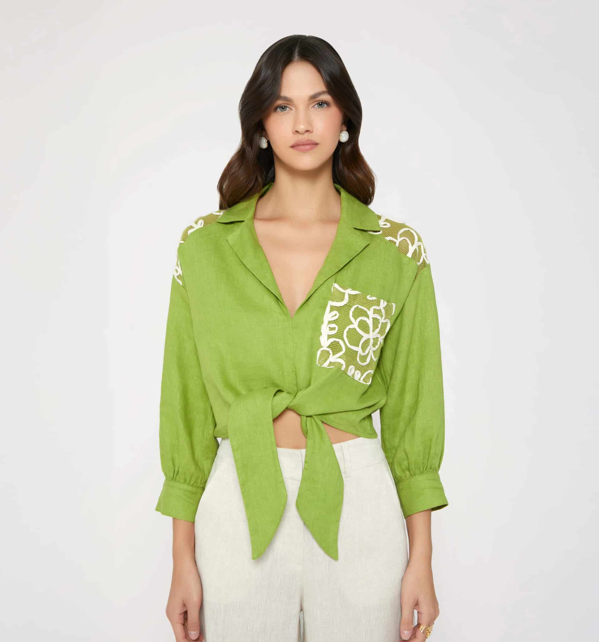 Blusa manga 3/4 con amarre - miniatura 3