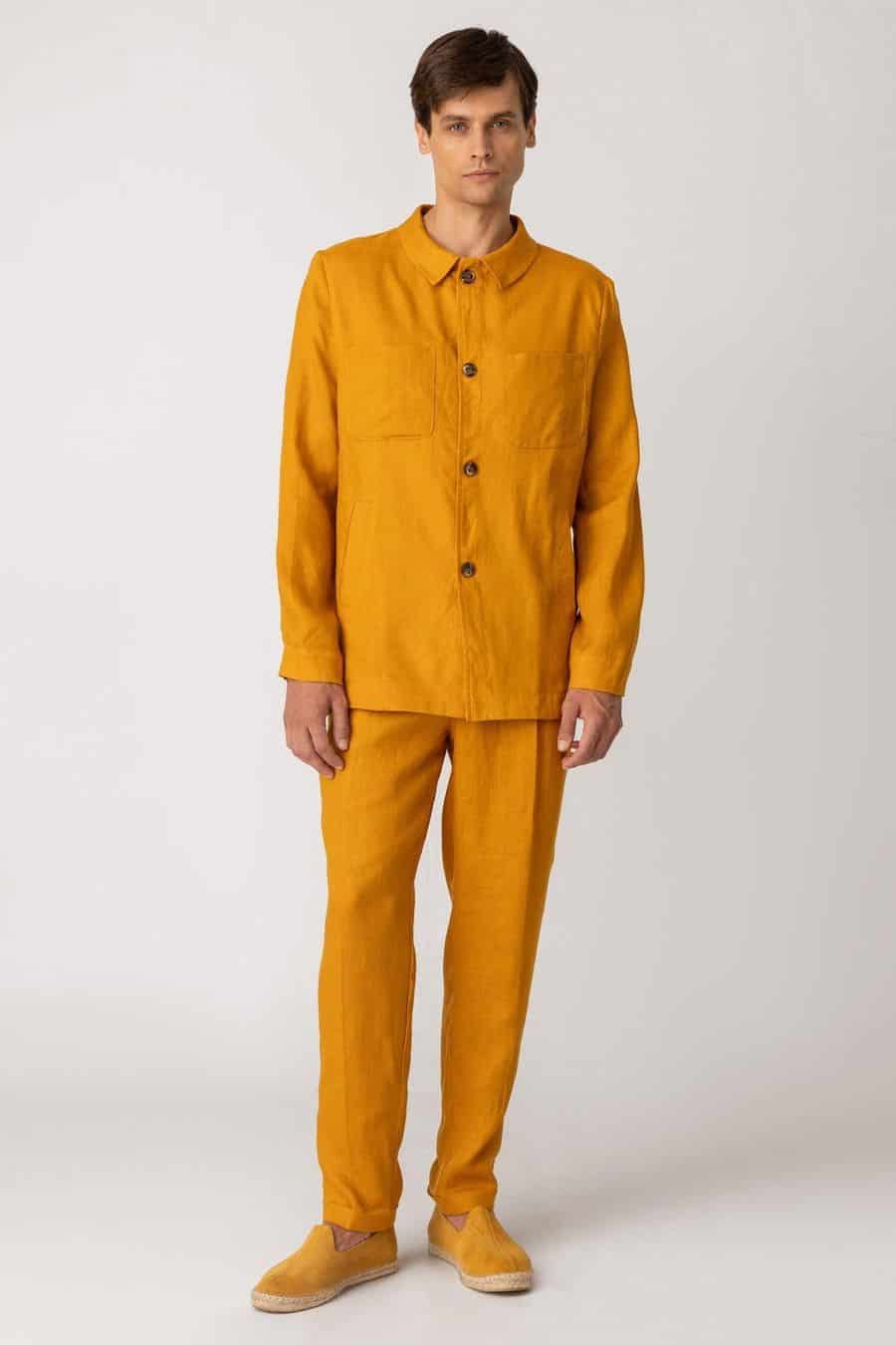 Men's linen jacket yellow battista - miniatura 1