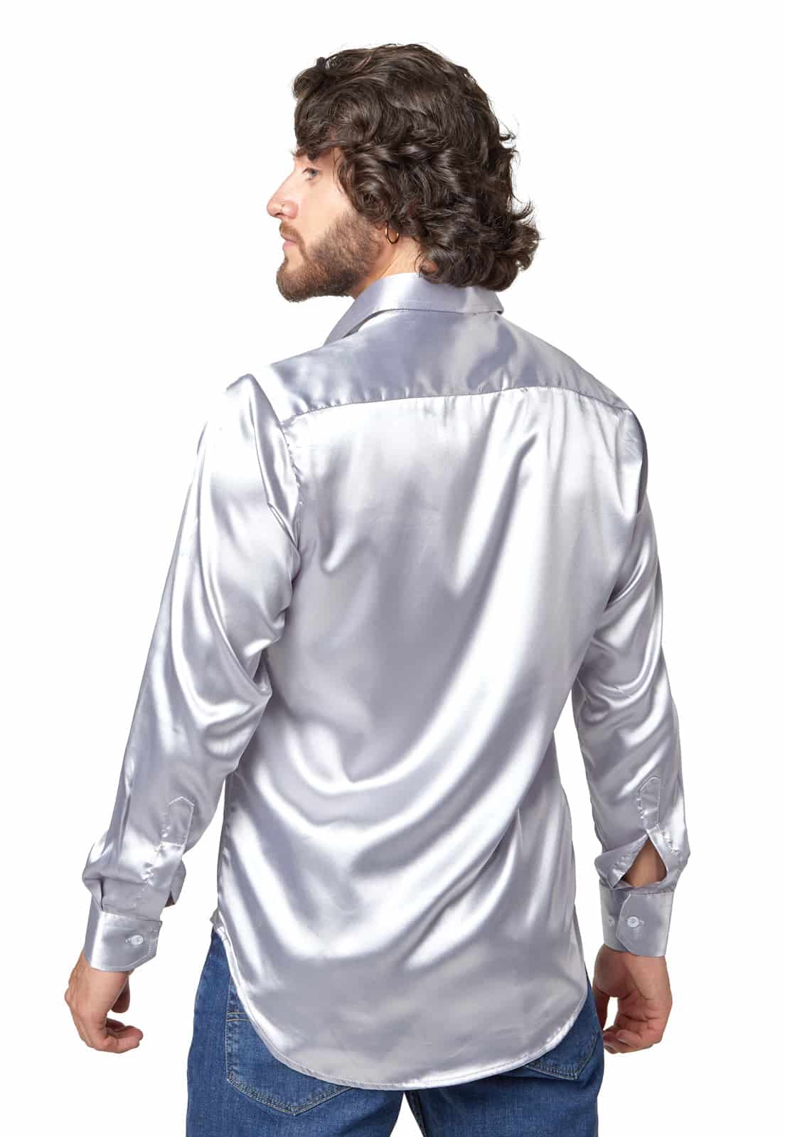 Camisa gris en satin - miniatura 2