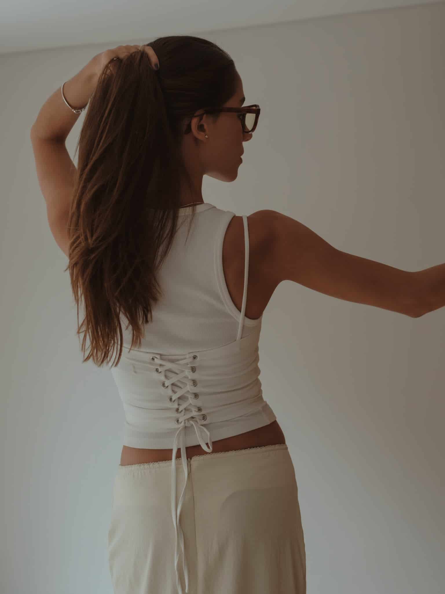 BACK LACE CORSET - SOFT WHITE - miniatura 2