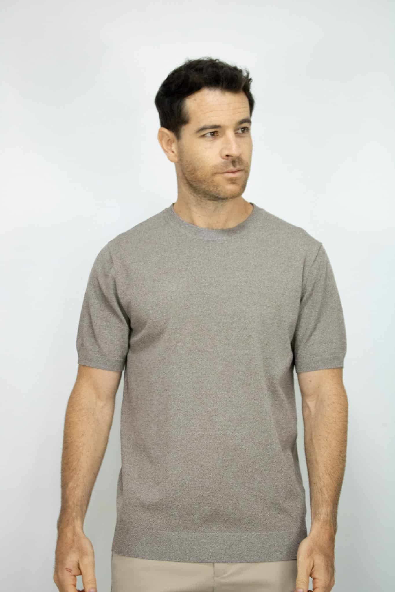 CAMISETA TEJIDA CAFE PARA HOMBRE - miniatura 1