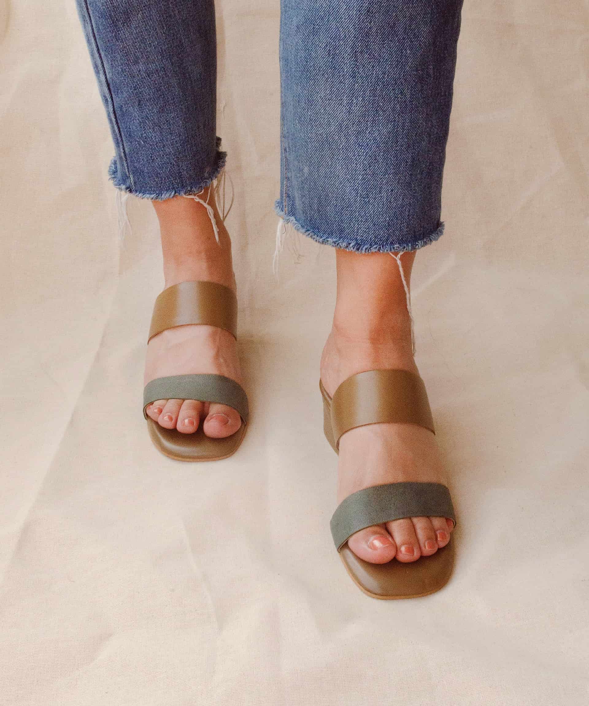 Double band sandals | Taupe Verde - miniatura 4