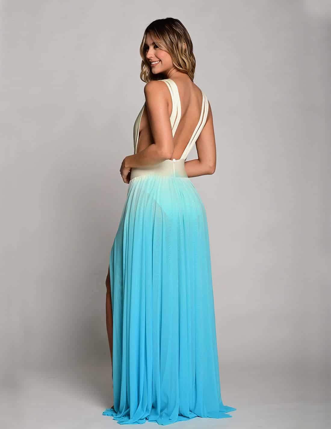 Vestido Equinoccio Ivory + Turquoise - miniatura 2