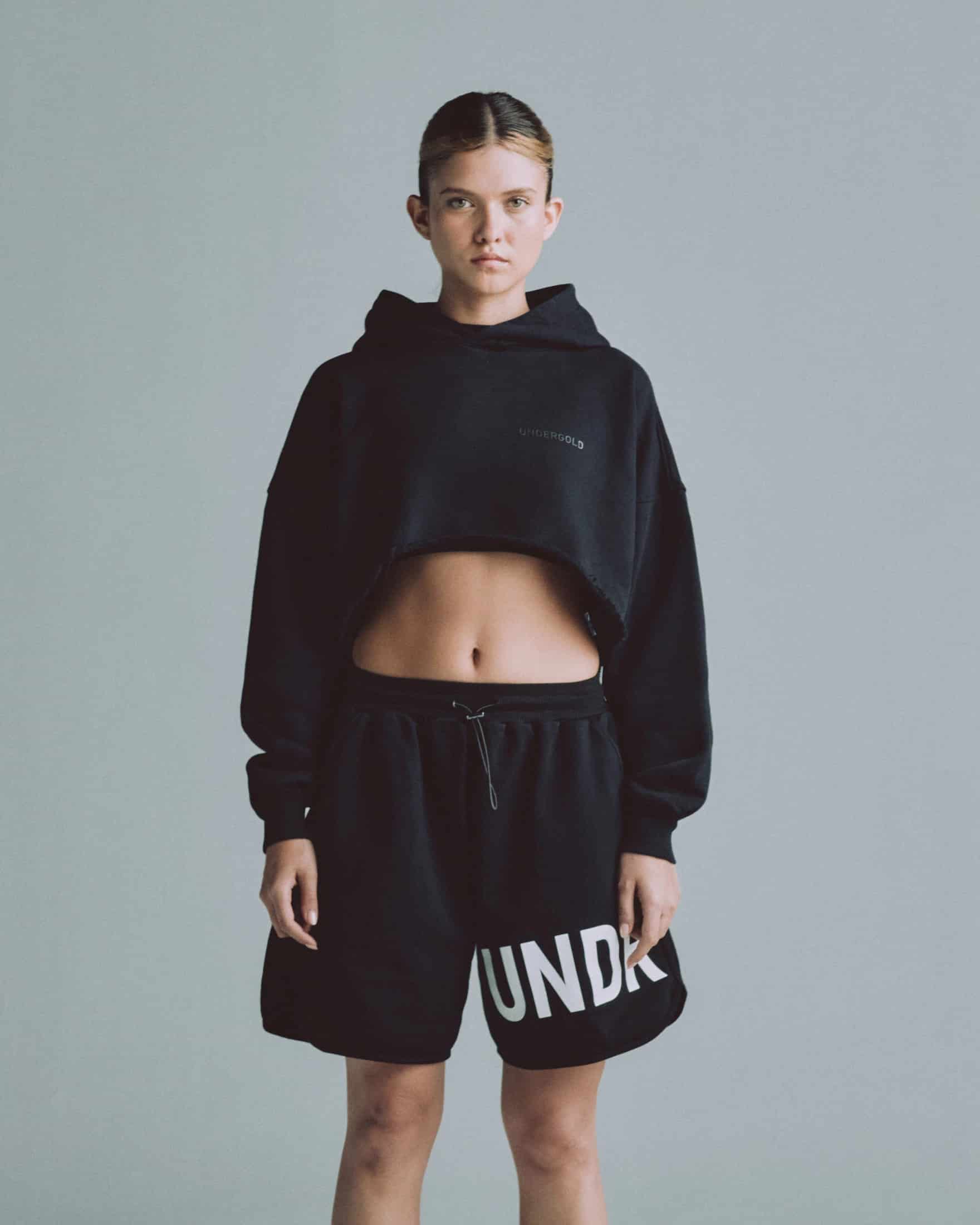 Line Logo Cropped Hoodie Black - miniatura 2