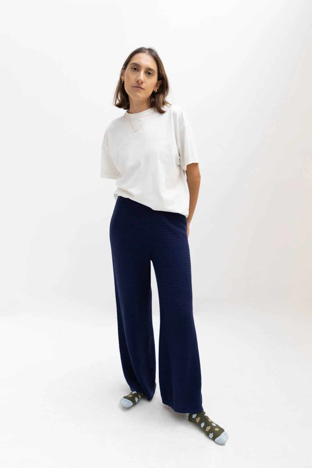 Pantalón Tejido Waffle Azul - miniatura 1