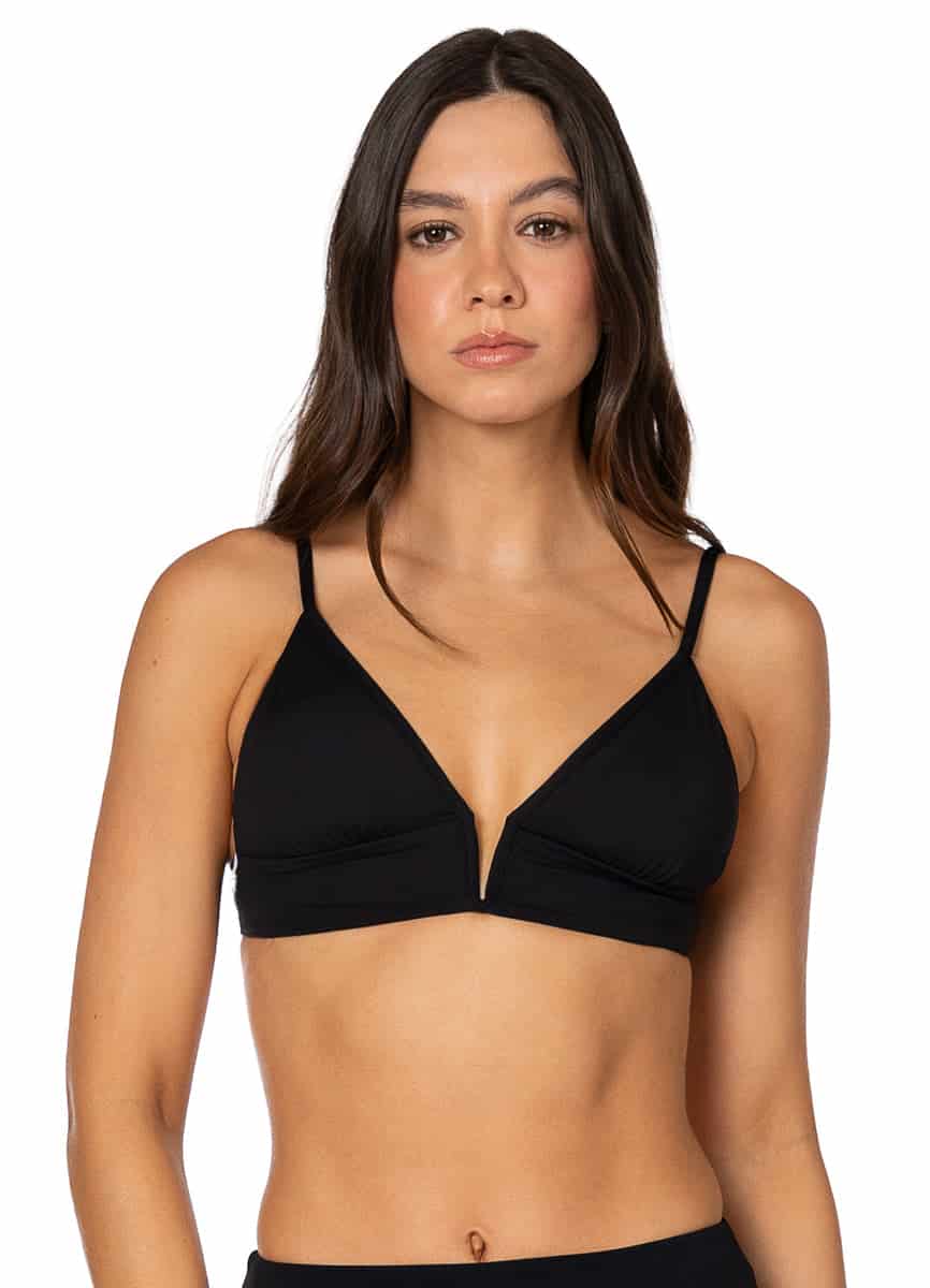 Maaji Jade Black Parade Long Line Triangle Bikini Top - miniatura 3