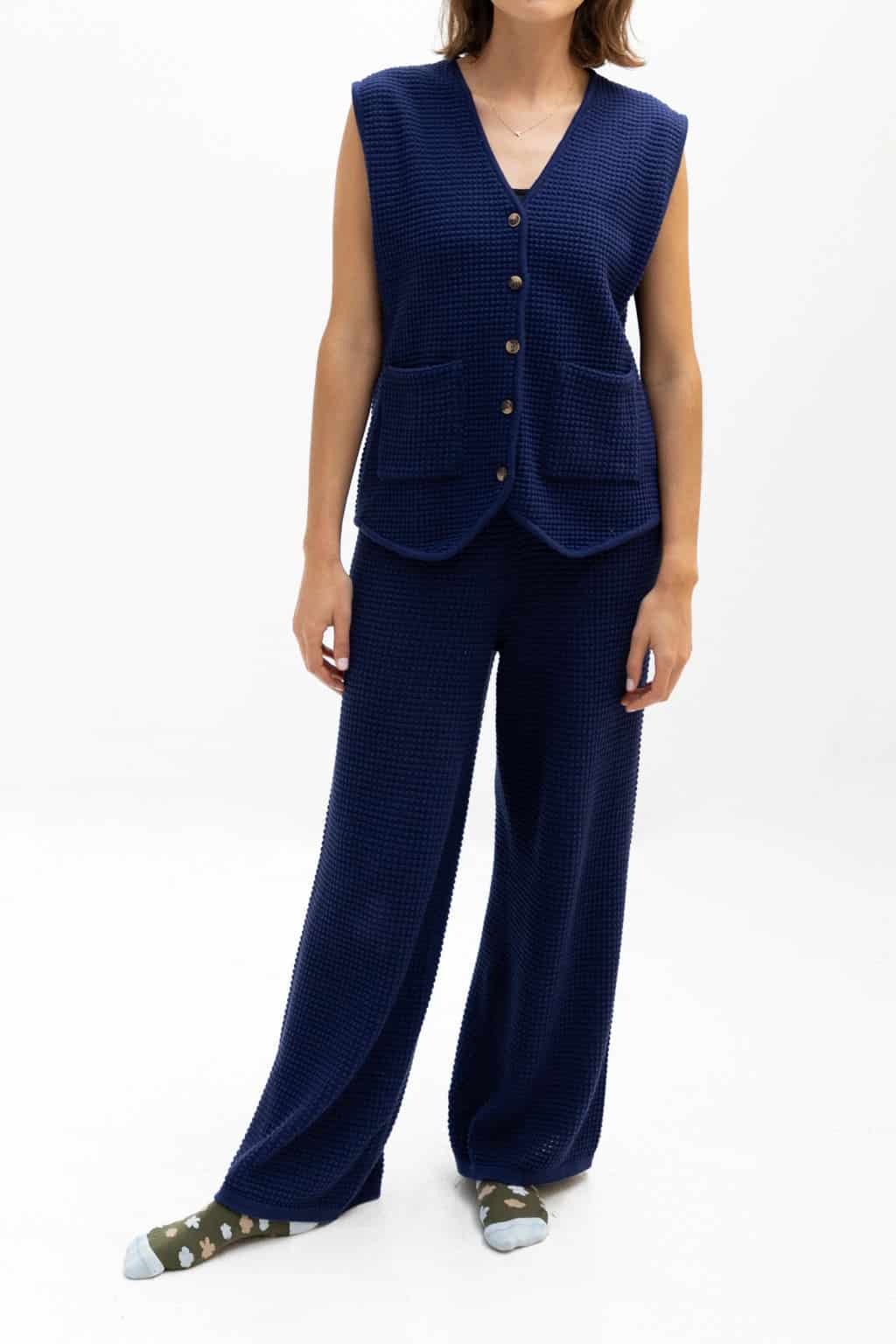 Pantalón Tejido Waffle Azul - miniatura 5