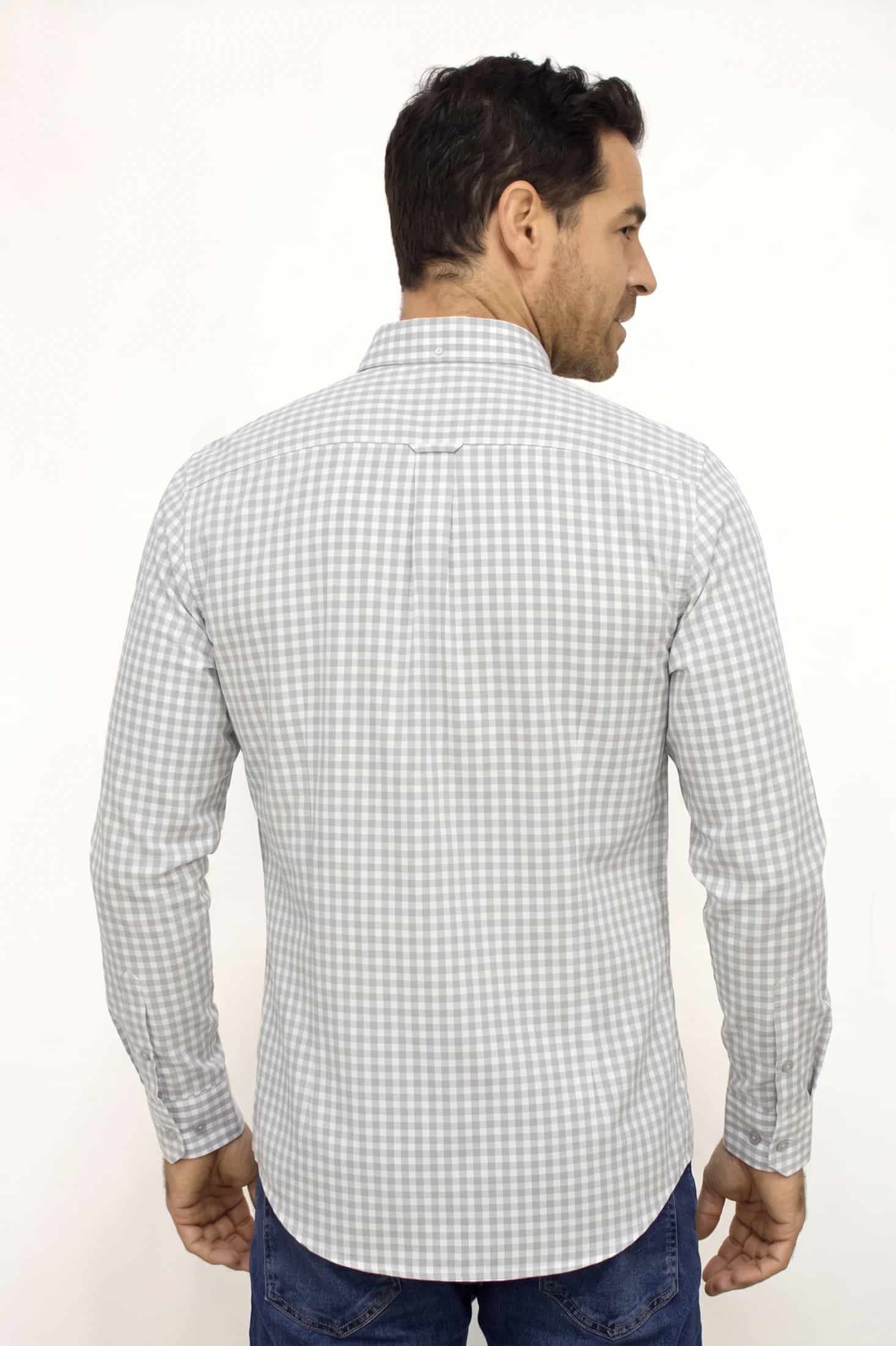 CAMISA MANGA LARGA CUADROS MARFIL PARA HOMBRE - miniatura 3