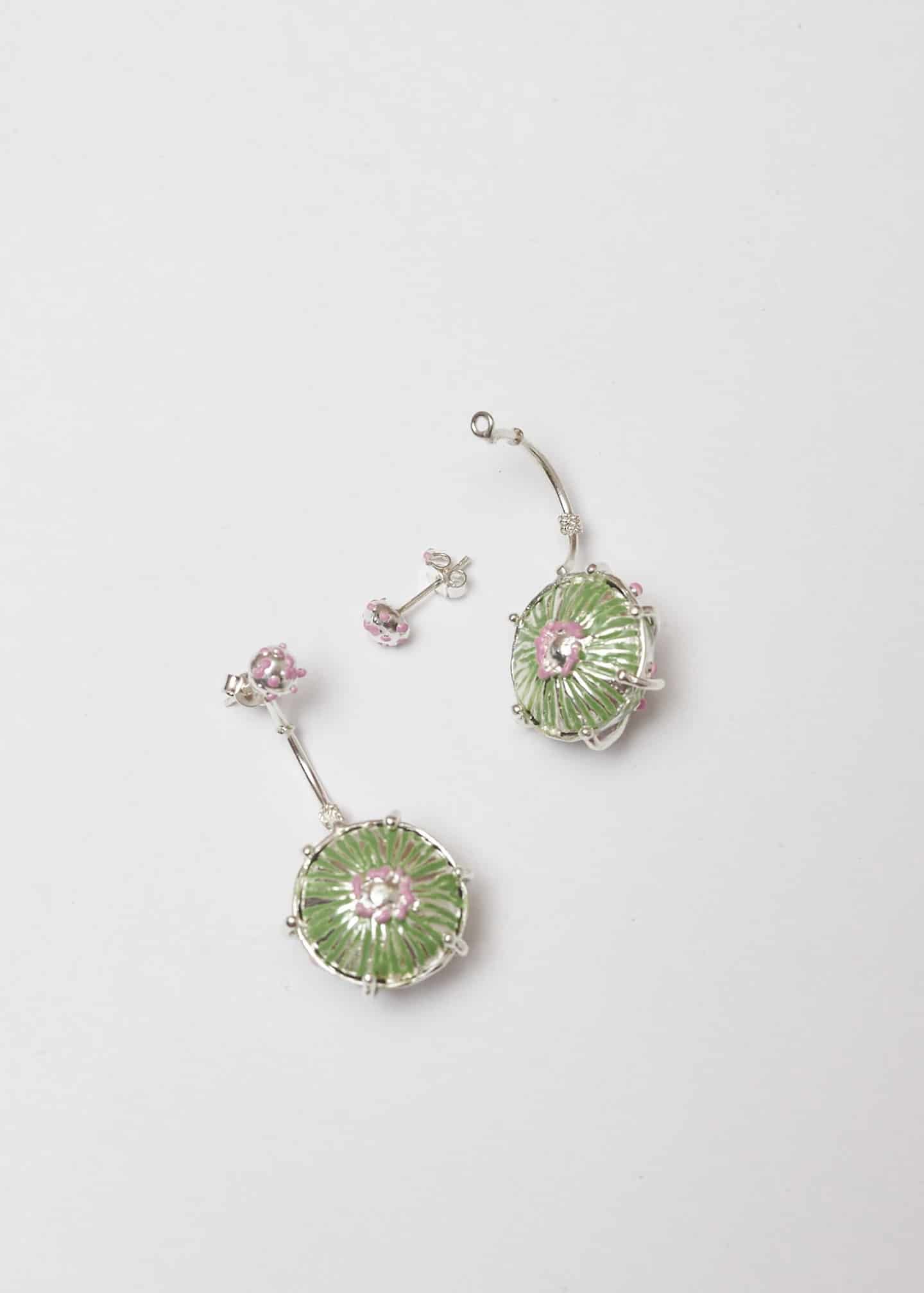 Aretes maxi sombrerito pistacho lila - miniatura 2