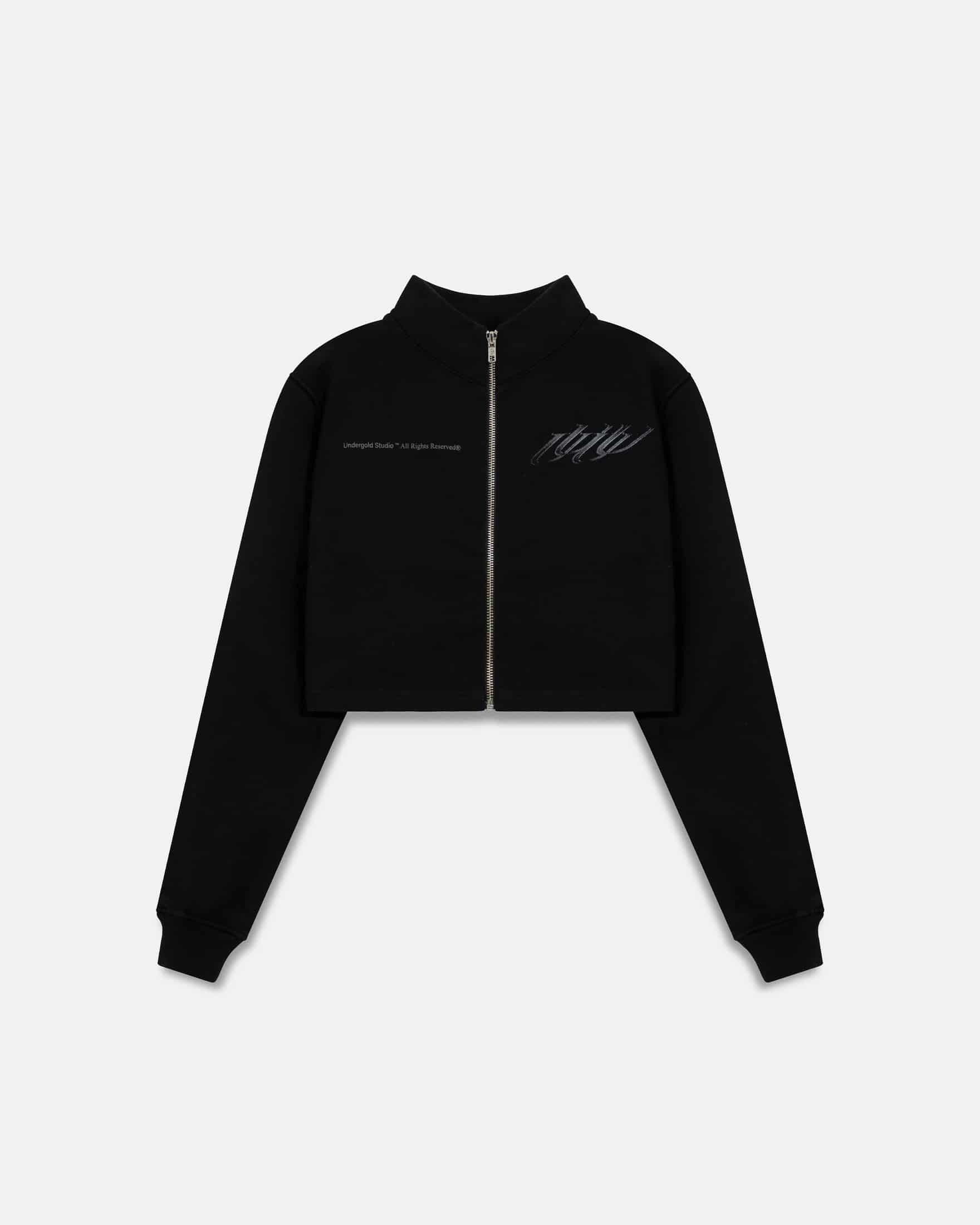 W Spring Unity Zip Up Slim Fit Crewneck Black - miniatura 1