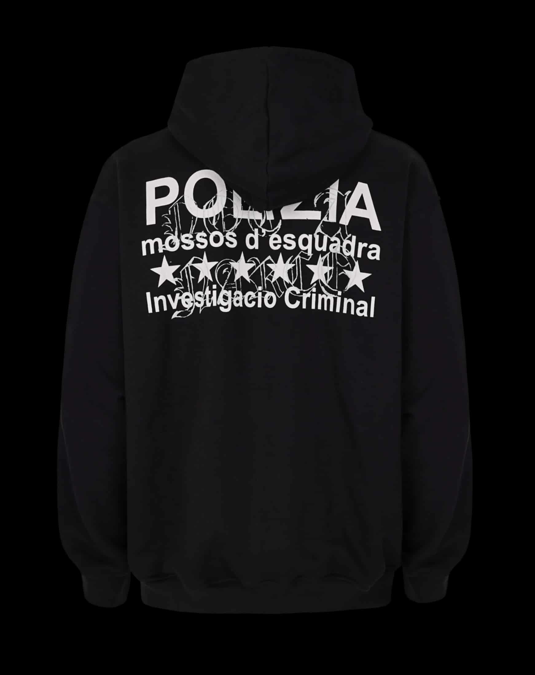 POLIZIA BLACK ZIPPER HOODIE - miniatura 1