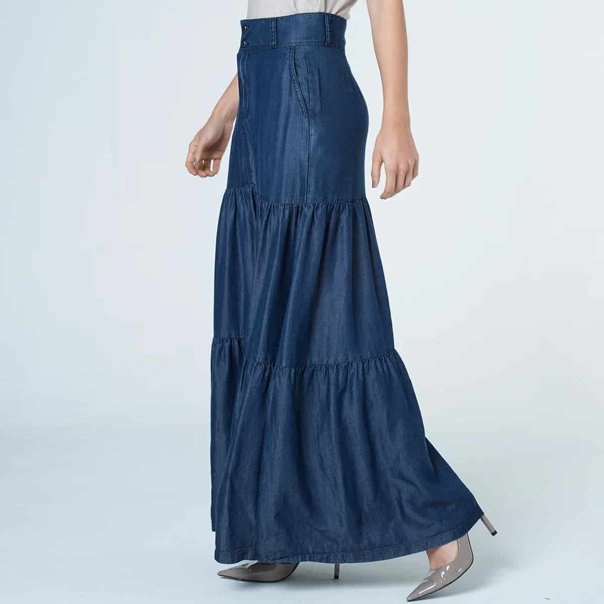 Falda Larga Denim Drk - miniatura 3
