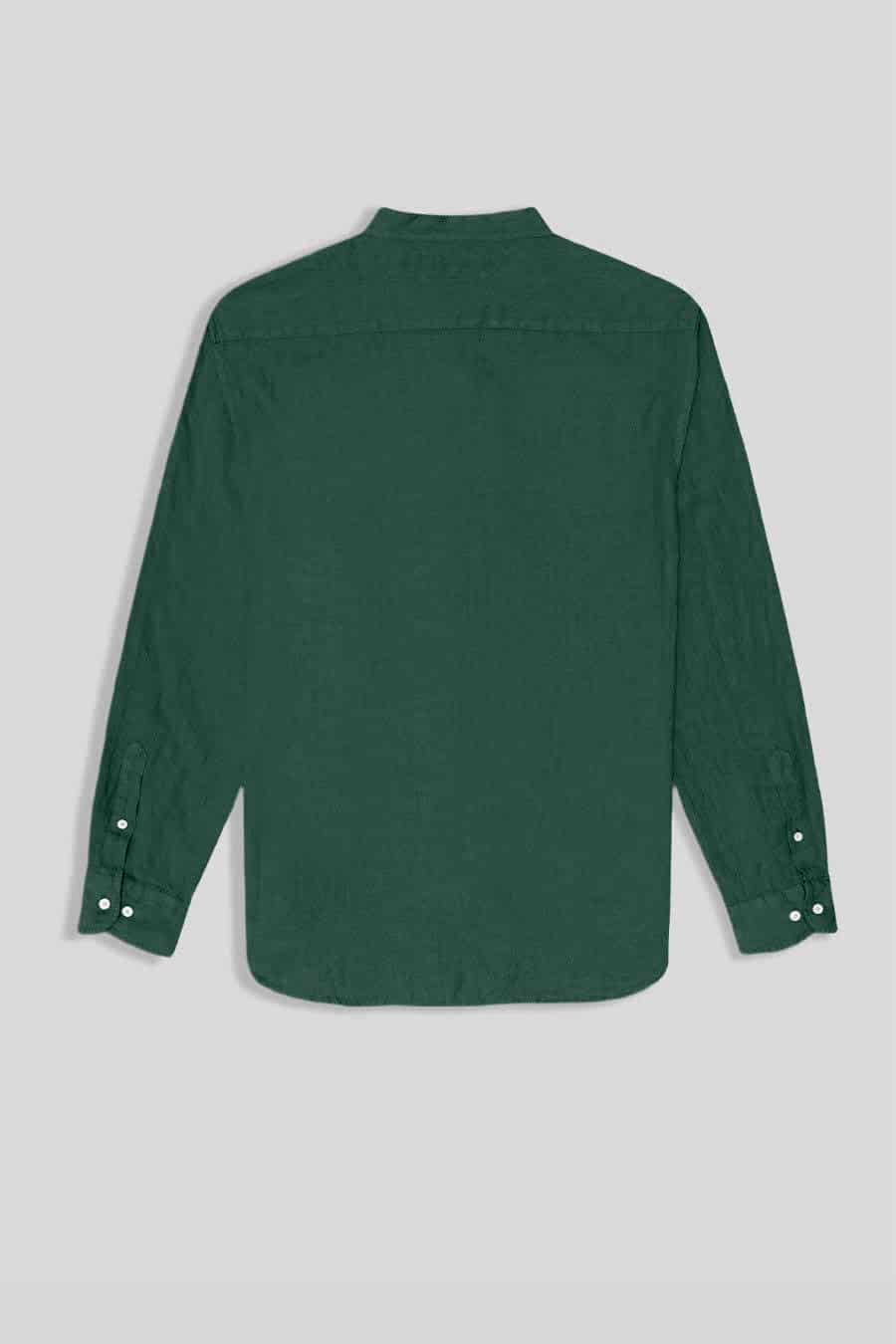 Men's linen shirt mao dark green - miniatura 2