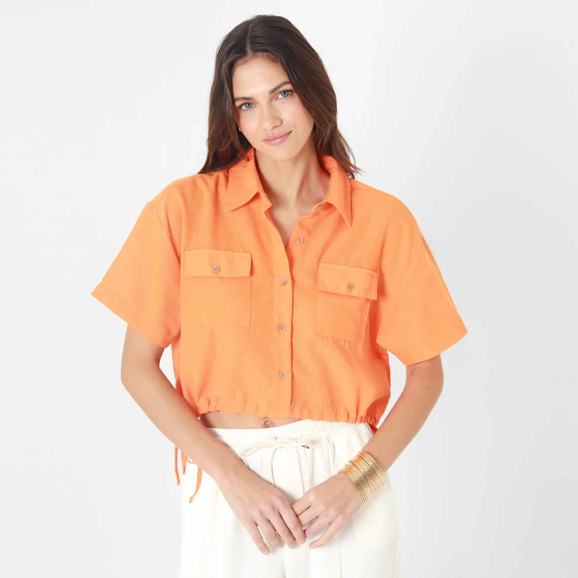Blusa Cuello Camisero Manga Corta - miniatura 5