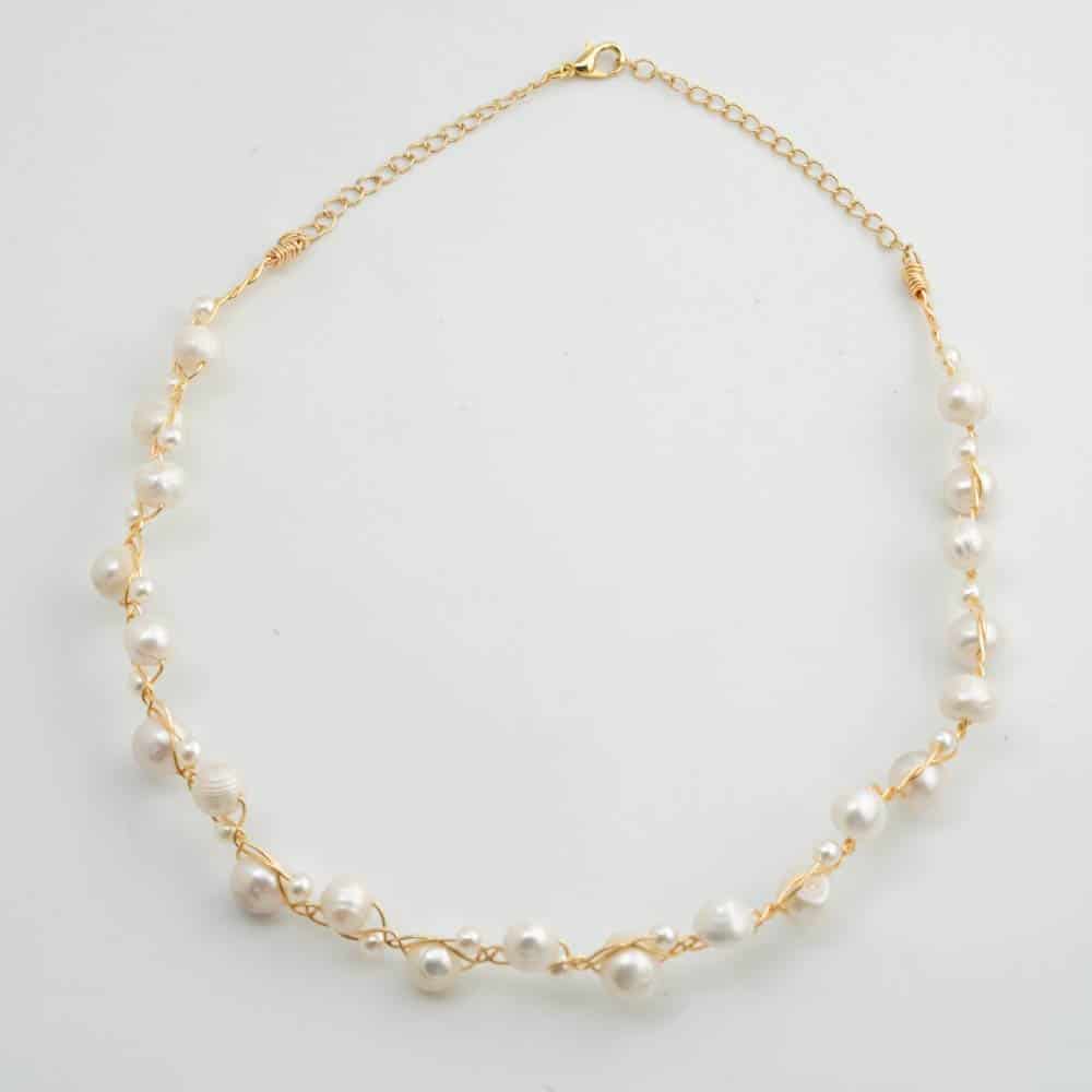 Collar Gargantilla Neria con Perla Dorado Para Mujer - miniatura 1