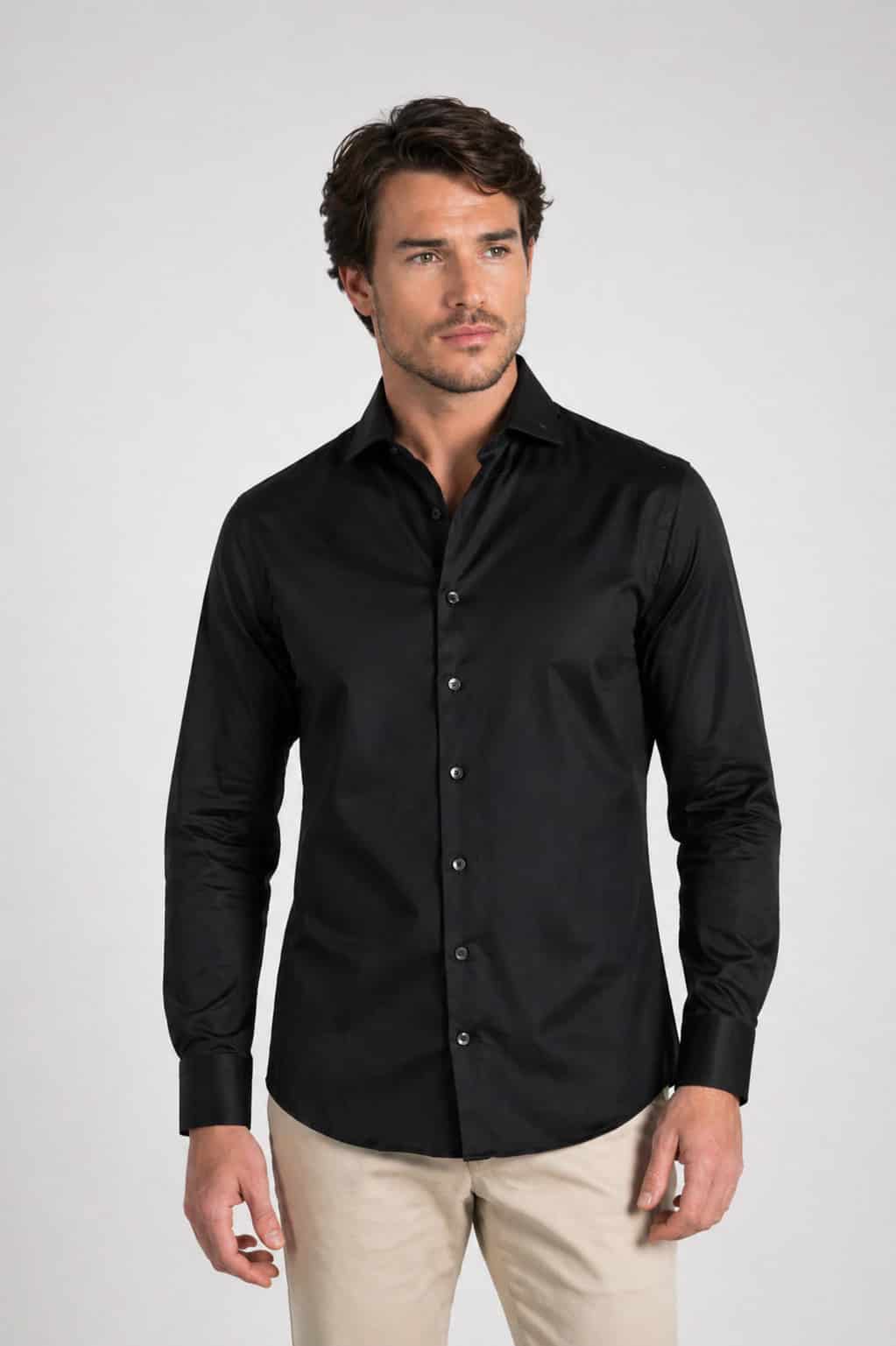 Camisa Slim Algodón Pima Negro - miniatura 3